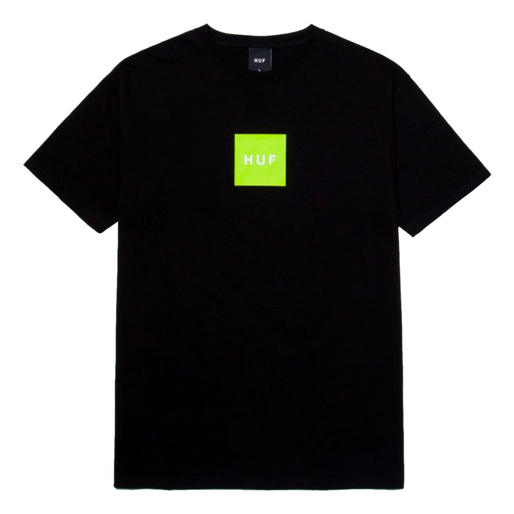 HUF ESSENTIALS Box Logo Short Sleeve T-Shirt - Black | Men's Casual Streetwear Tee for Everyday Wear & Urban Fashion