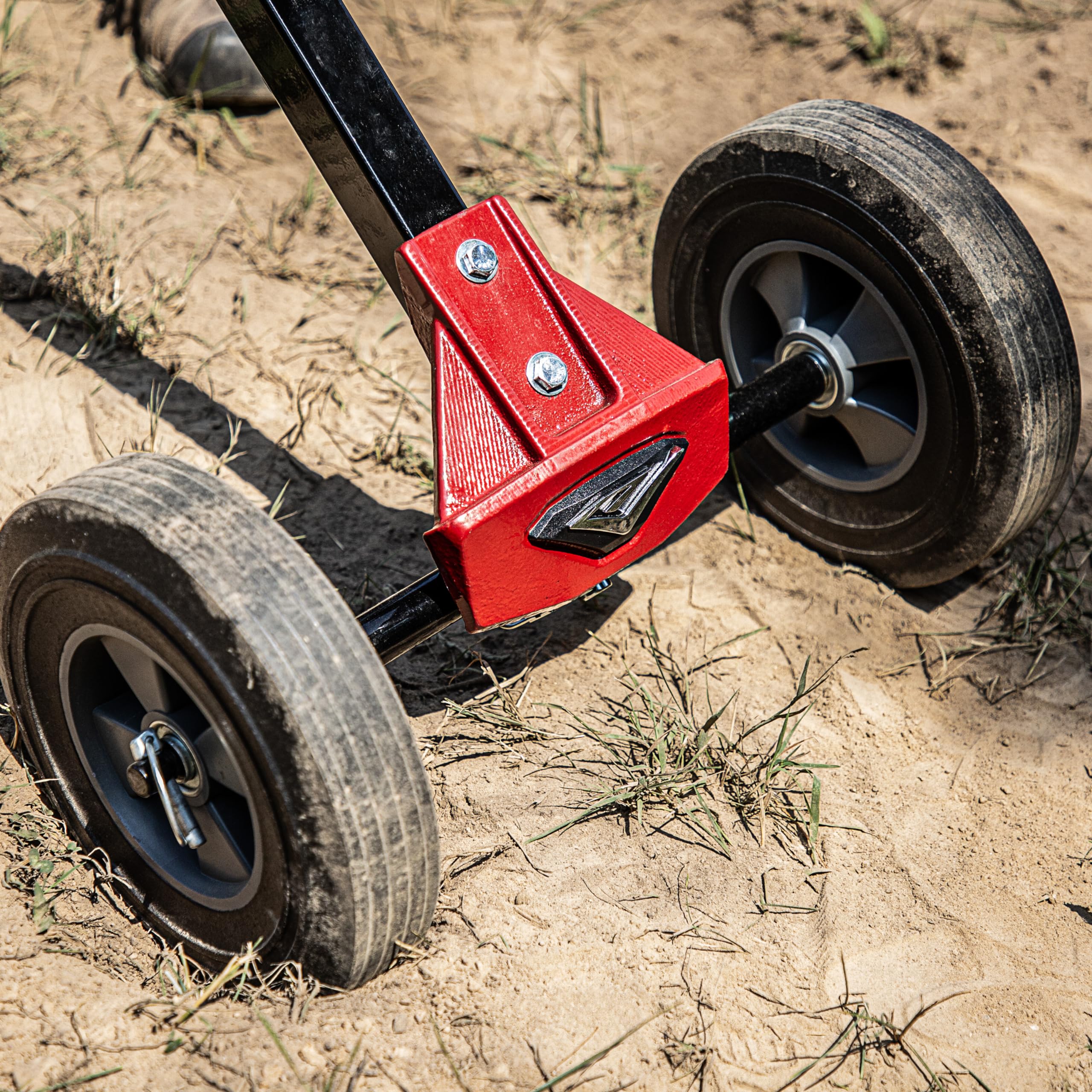 EARTHQUAKE 43099 Outrigger™ Auger Torque Reducer - Tool-Less Connection for Dually Powerhead Model 43101 - Cast Iron Axle Joint & Airless Wheels - Ideal for Landscaping, Construction and Ground Drilling Projects