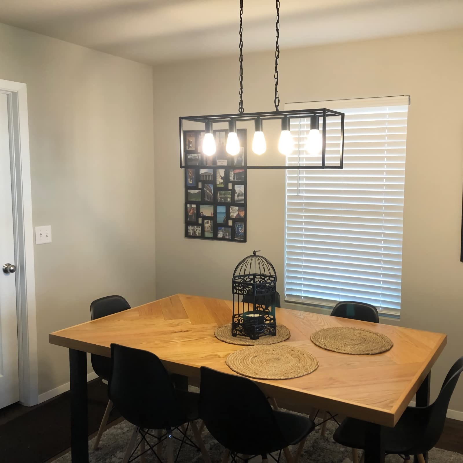 ZOSIMIO 5-Light Black Modern Linear Chandelier - Farmhouse Kitchen Island Lighting, Industrial Rectangular Light Fixture for Dining Room, Living Room, Foyer & Bar - Perfect for Rustic & Contemporary Home Decor