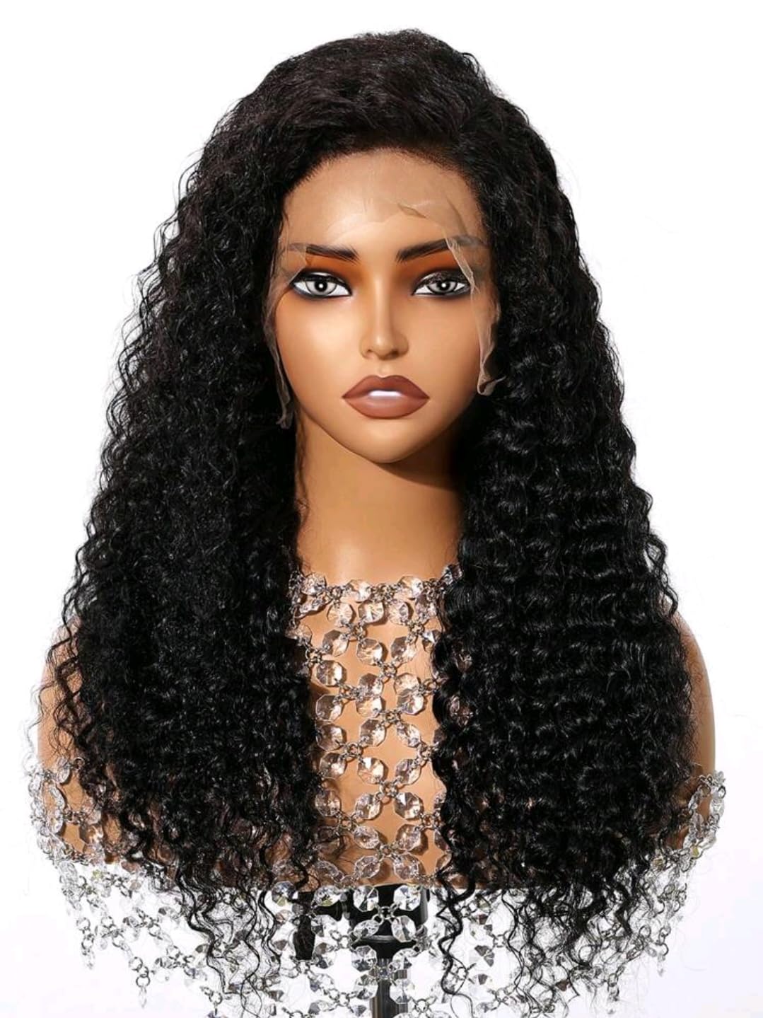 250% Density 13x4 Deep Wave Lace Front Wigs Human Hair - HD Transparent Deep Curly Lace Frontal Wig for Black Women - Pre Plucked Curly Wave Lace Front Wig (Natural Color, 22inch) - Perfect for Daily Wear, Special Occasions & Protective Styling