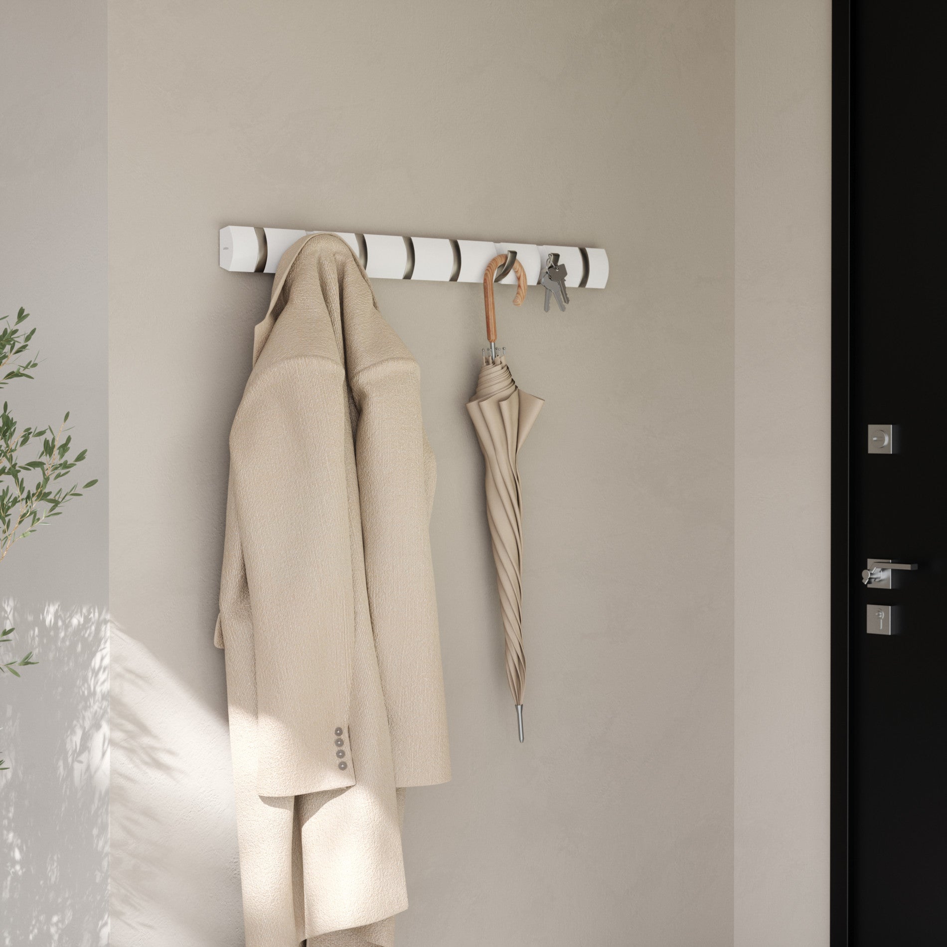 Flip 8 Wall Hook - Heavy Duty Wall Mount Hooks for Hanging Coats, Hats & Bags - Space Saving Home Organization Solution for Entryway, Bedroom & Closet