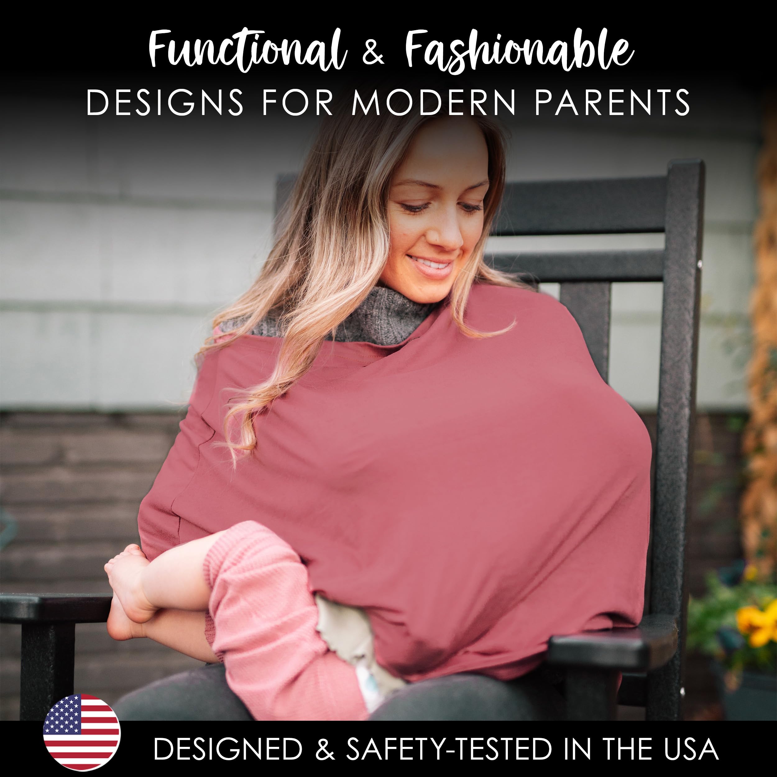 Milk Snob Original 5-in-1 Luxe Baby Cover in Ash Rose - Nursing Cover, Car Seat Canopy, Stroller Blanket, High Chair Cover & Shopping Cart Protector | Soft Breathable Fabric for Breastfeeding Privacy, Infant Carrier & Newborn Essentials | Perfect for Travel, Outings & Daily Baby Care