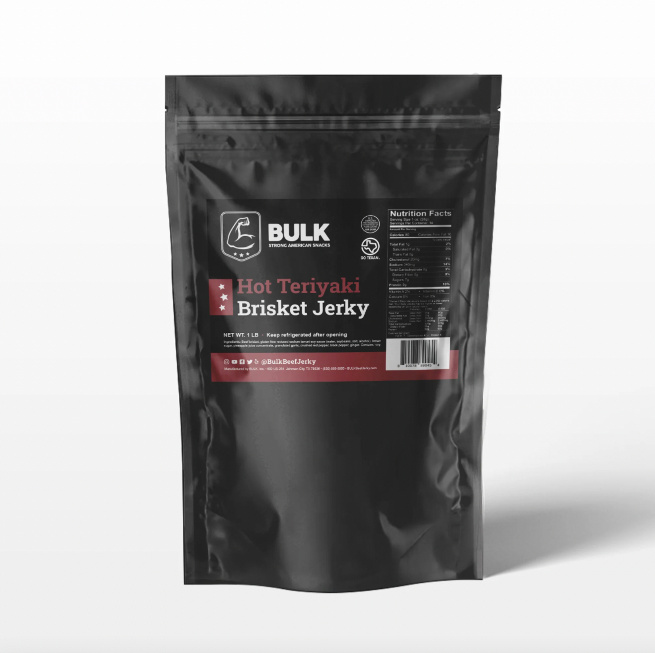 Premium Bulk Teriyaki Brisket Beef Jerky - High Protein, Low Fat, Gluten-Free Snack for Hiking, Camping & Road Trips