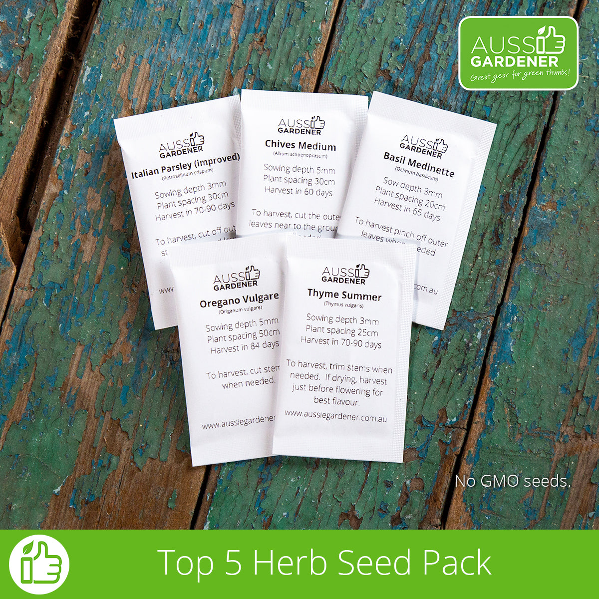 Top 5 Herb Seeds for Gardening - Premium Australian Herb Seed Collection for Indoor & Outdoor Planting - Perfect for Kitchen Gardens, Balconies, and Urban Farming