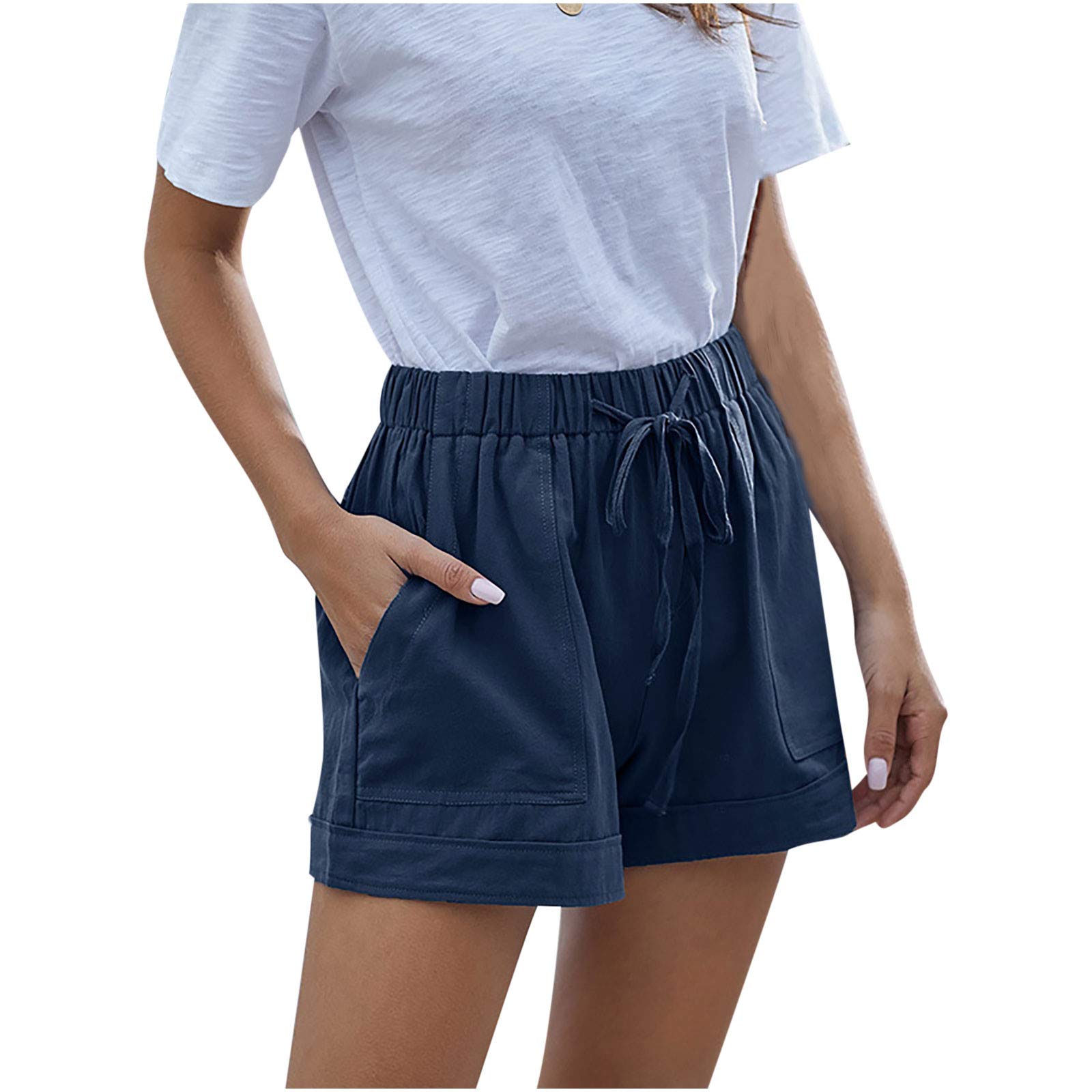 Women's Lightweight Casual Cargo Shorts with Drawstring Waist & Pockets - Comfortable Summer Shorts for Outdoor Activities, Travel, and Everyday Wear