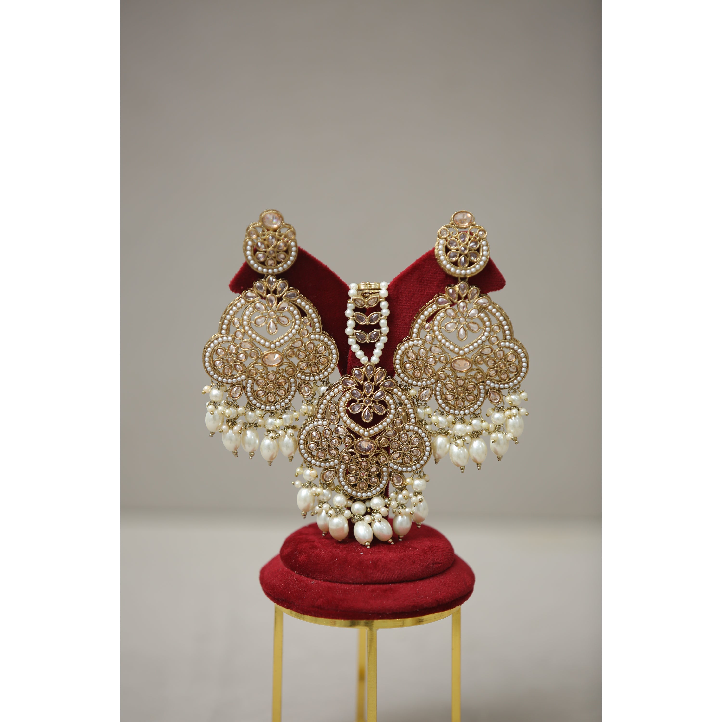 Exquisite Archana Polki Earrings with Tikka Set | Traditional Indian Jewelry for Weddings & Festivals | Perfect for Bridal, Party & Cultural Events