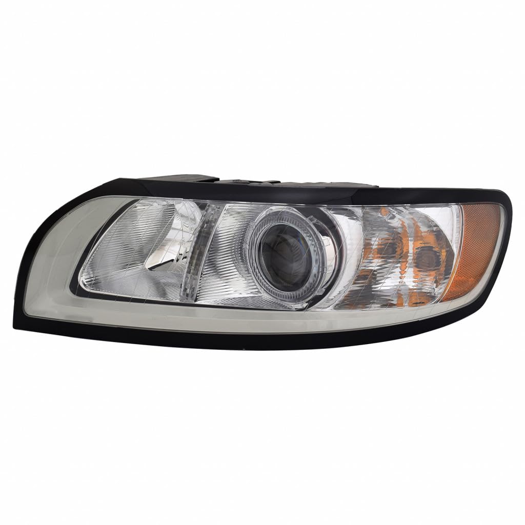 Volvo S40 Headlight Assembly 2008-2011 Driver Side - DOT Certified with Bulbs Included (Part #VO2502125, Replaces 31265706-7) - Perfect for Night Driving & Road Safety