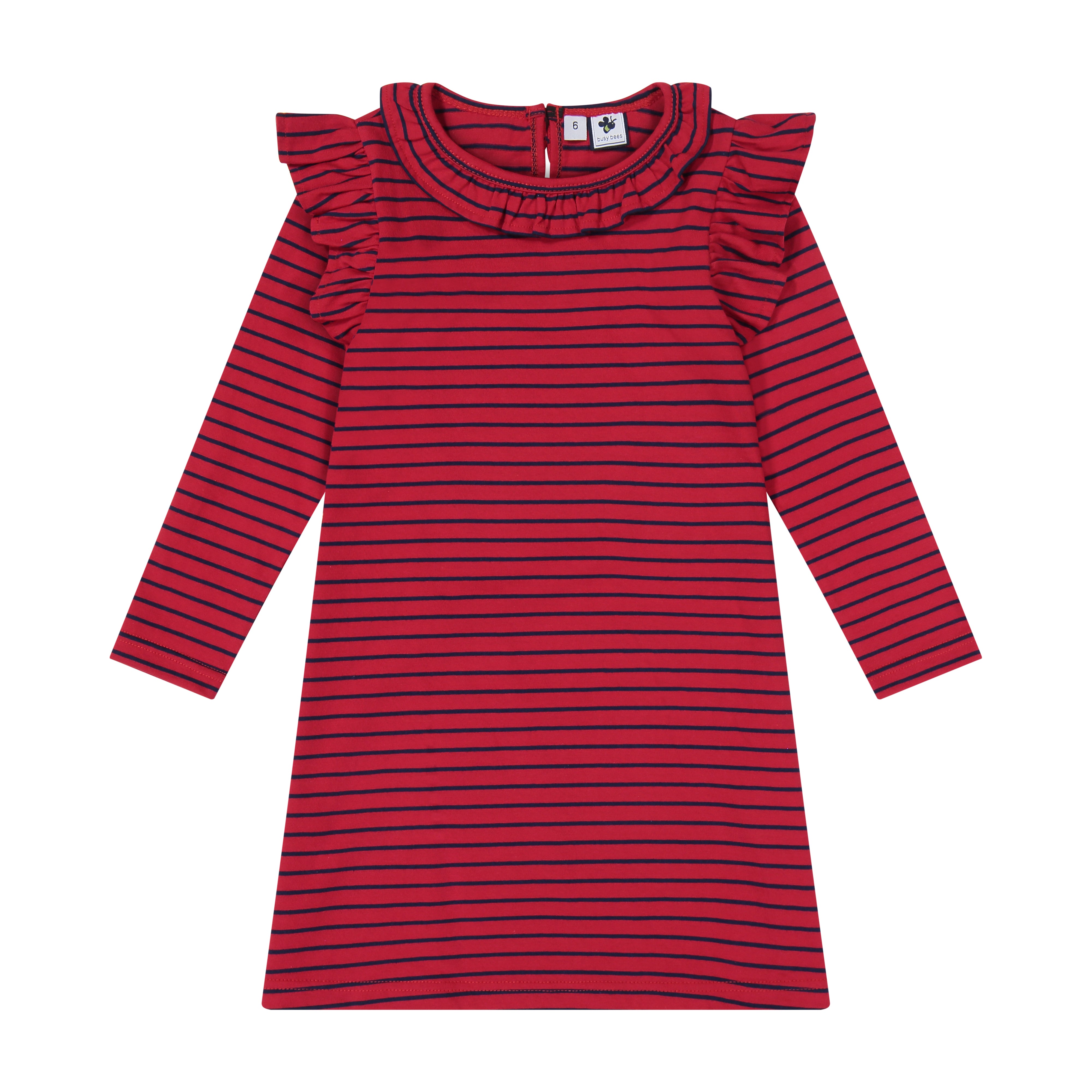 Luna Girls Ruffle Dress - Red & Navy Striped Summer Outfit for Toddlers | Perfect for Birthday Parties, Family Photos & Special Occasions
