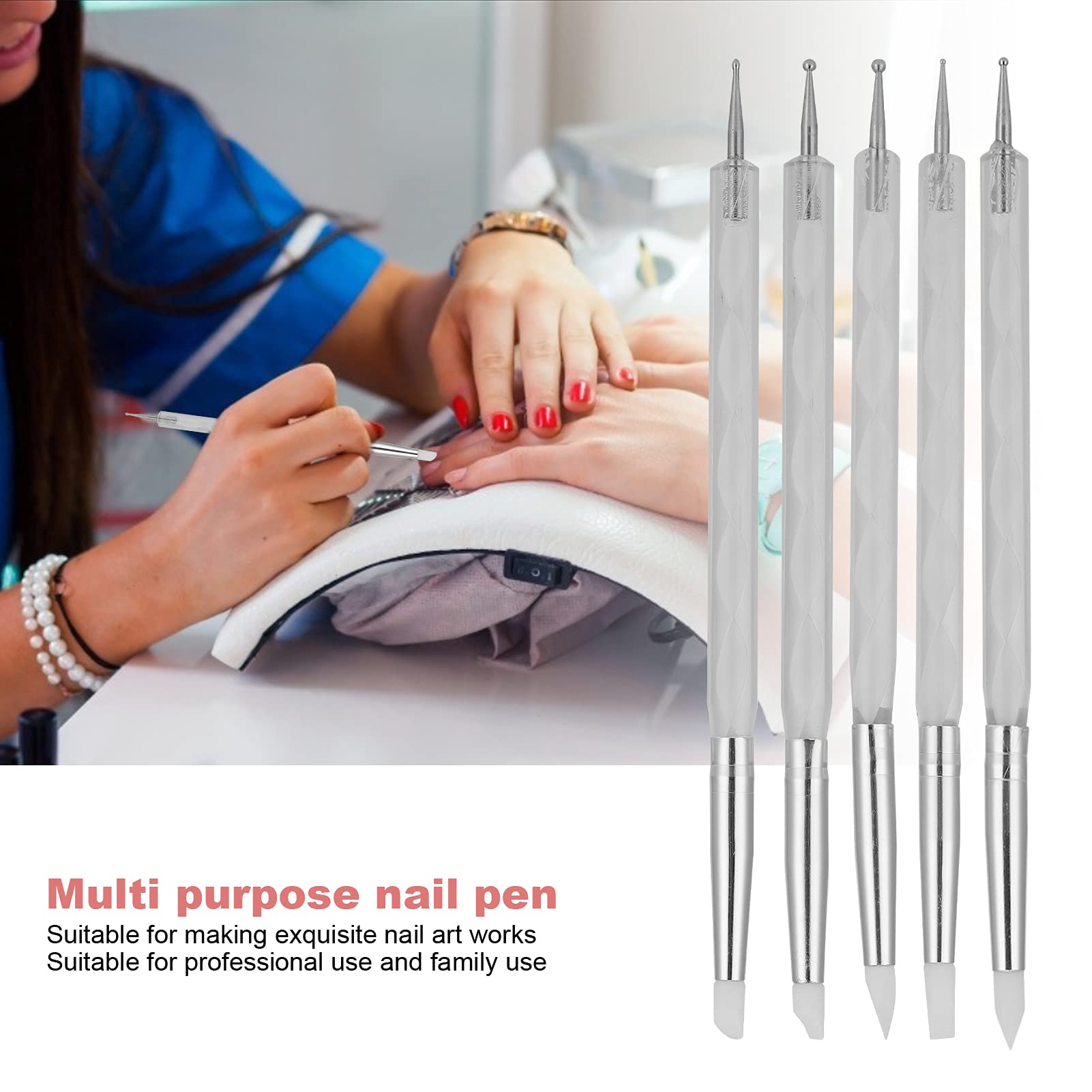 5pcs Nail Art Dotting Pens - Dual Ended DIY Nail Tools for Manicure & Acrylic Nail Art Decoration - Perfect for Home & Salon Use