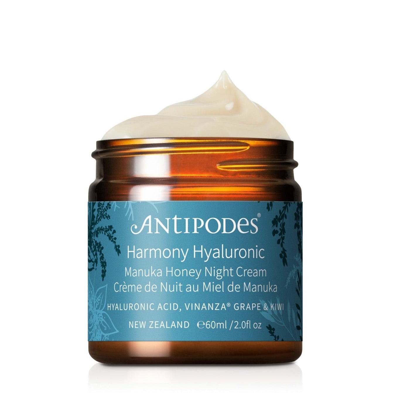 Antipodes Harmony Hyaluronic Manuka Honey Night Cream with Grape & Kiwi Extract - Hydrating Anti-Aging Face Moisturizer for Dry Skin - Perfect for Nighttime Skincare Routine