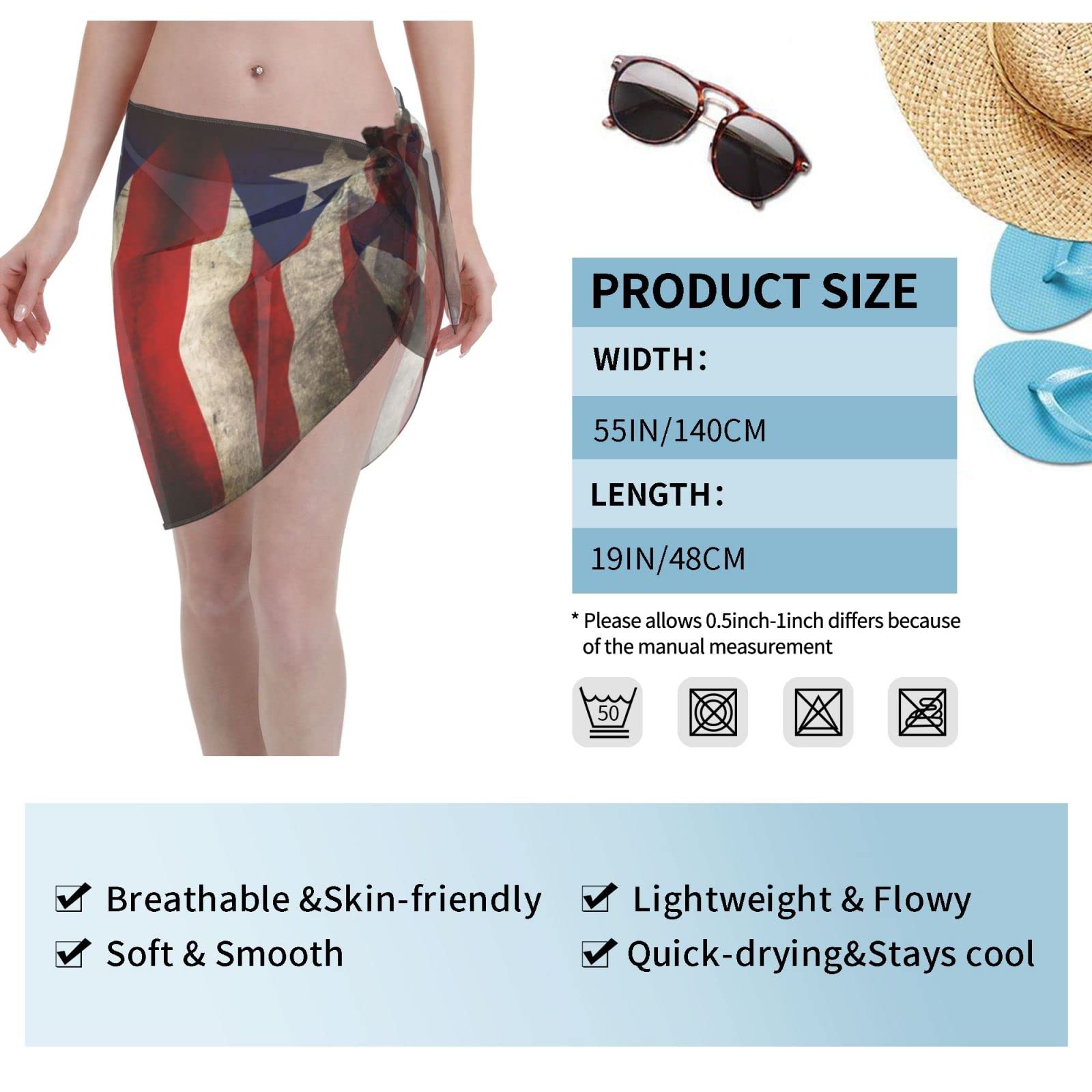 Bisexual Pride Flag Swimsuit Cover Up for Women - Lightweight Chiffon Beach Wrap Skirt & Bikini Cover-Up - LGBTQ+ Swimwear for Pool, Beach & Pride Events