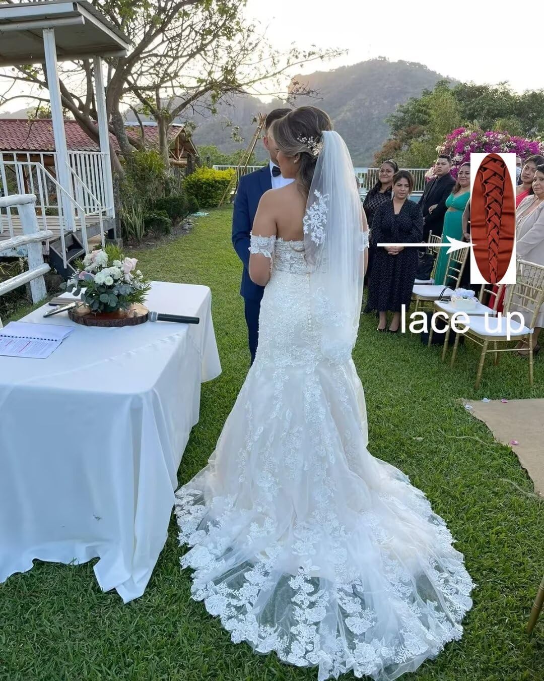 2025 Off The Shoulder Wedding Dress for Women - Boho Mermaid Bridal Gown with Appliques (RWDD38) | Perfect for Beach, Garden & Romantic Ceremonies