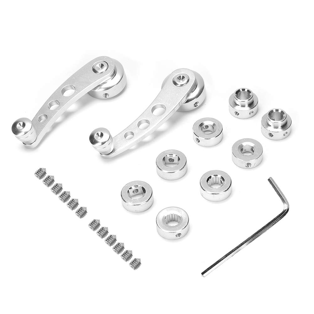 3in CNC Aluminum Alloy Window Crank Handle Kit - Silver Auto Accessory Replacement for Car Windows - Perfect for 5-Speed Stick Shift & Gear Shift Knob Gaiter Boot Installation