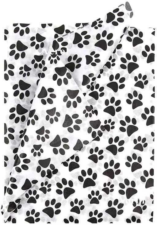 100 Sheets Dog Paw Print Wrapping Paper - Rustic Art Holiday Gift Wrap Tissue for Bags, Presents, and Crafts | Perfect for Christmas, Birthdays, and Pet Lover Gifts