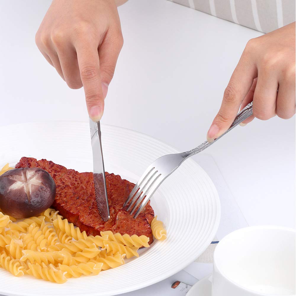 12-Piece Stainless Steel Dinner Forks Set - Rose Pattern Salad & Dessert Forks, 7.3