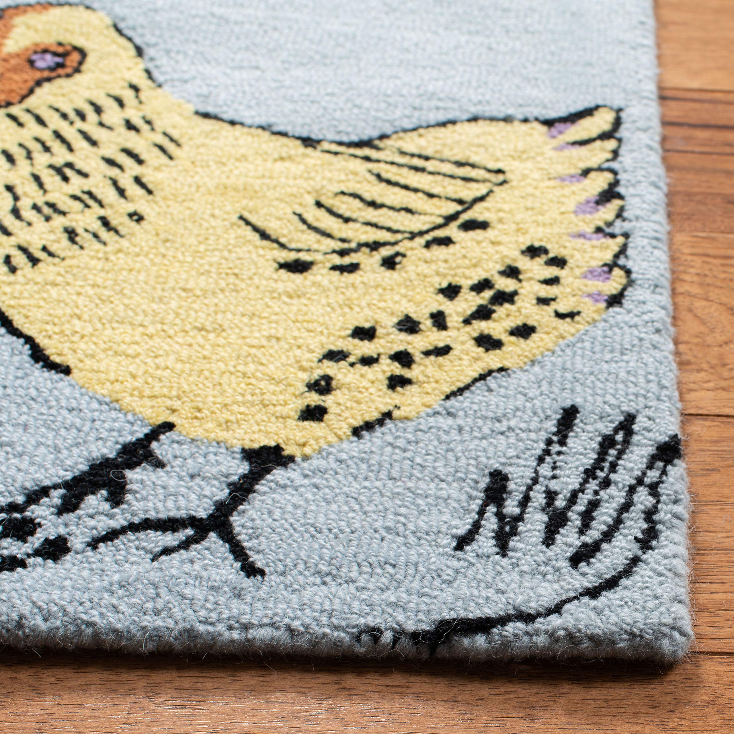 SAFAVIEH Handmade Wool Area Rug 5' x 8' - Blue & Yellow Country Design, Non-Shedding & Durable for High Traffic Areas | Perfect for Living Room, Bedroom, Office & Entryway Decor (NOV322M)