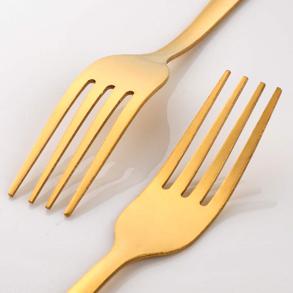 12-Piece Stainless Steel Dinner Fork Set - 7-Inch Silverware Flatware for 12 People - Dishwasher Safe Golden Cutlery - Perfect for Restaurants, Dinner Parties & Everyday Dining