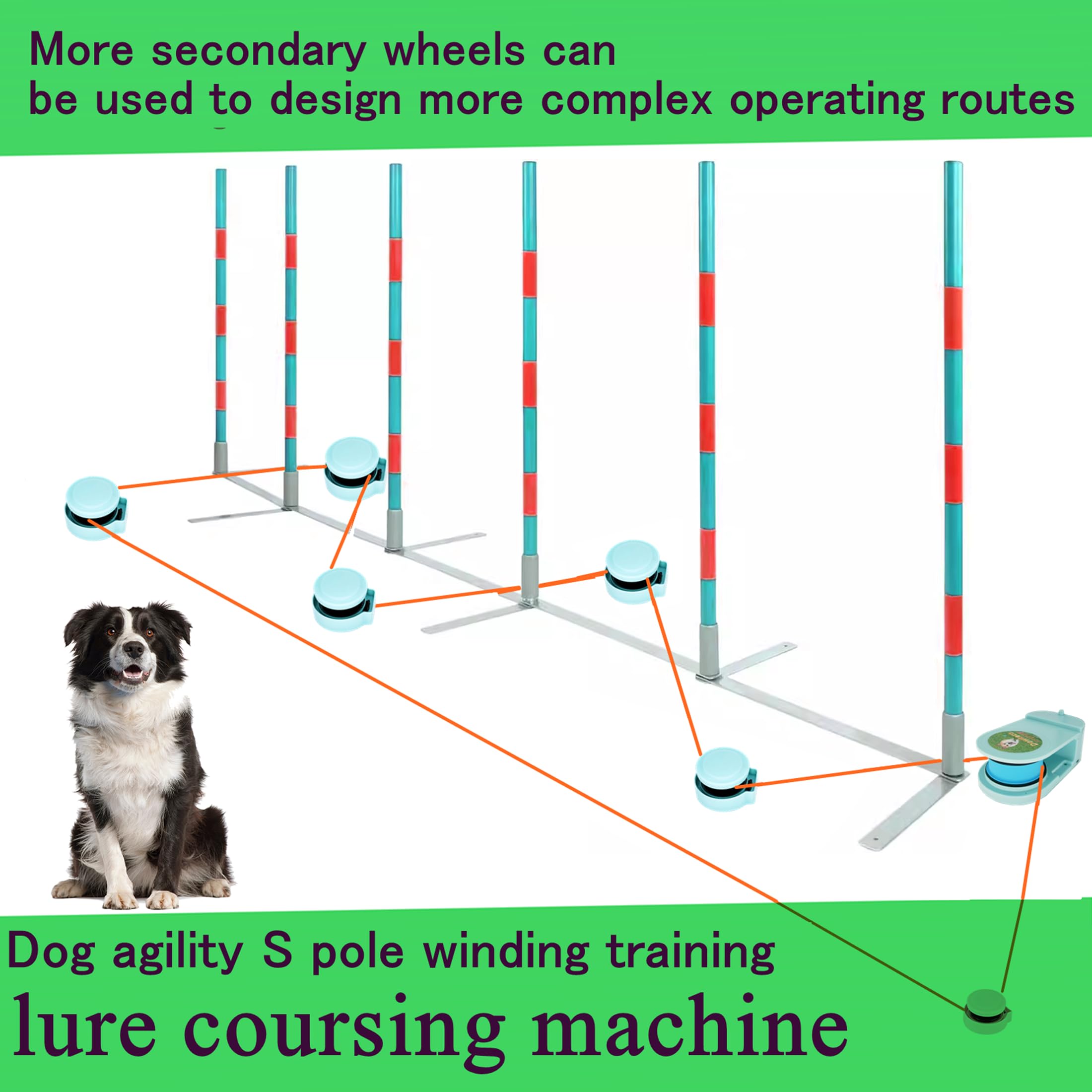DC-1 Motorized Dog Chase Toy for Large Dogs - Automatic Lure Coursing Machine with Agility Training Set - Interactive Backyard Play Equipment for Pets (Light Blue) | Perfect for Outdoor Exercise & Training Sessions