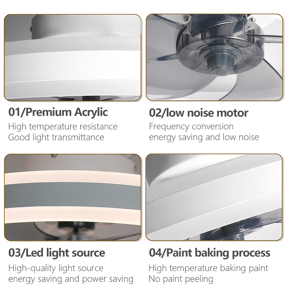 Smart LED Ceiling Fan with Light - 6 Speed Settings, Ultra Quiet, Energy Efficient - Perfect for Bedroom, Living Room, and Office Spaces