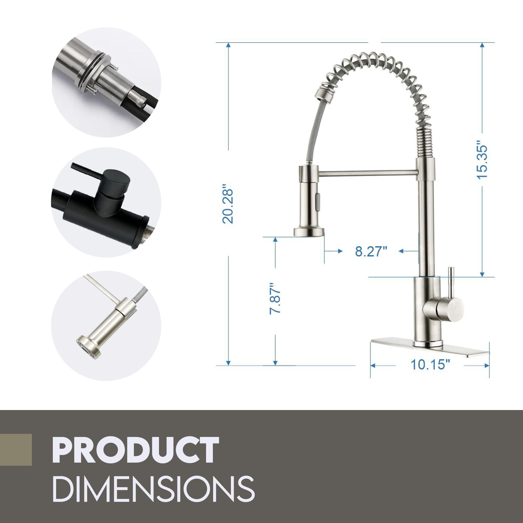 SOFTINOX Single Handle High Arc Pull Down Kitchen Faucet with Sprayer - Brushed Stainless Steel Modern RV Sink Faucet - Perfect for RV, Camper, Tiny Home & Small Kitchen Spaces
