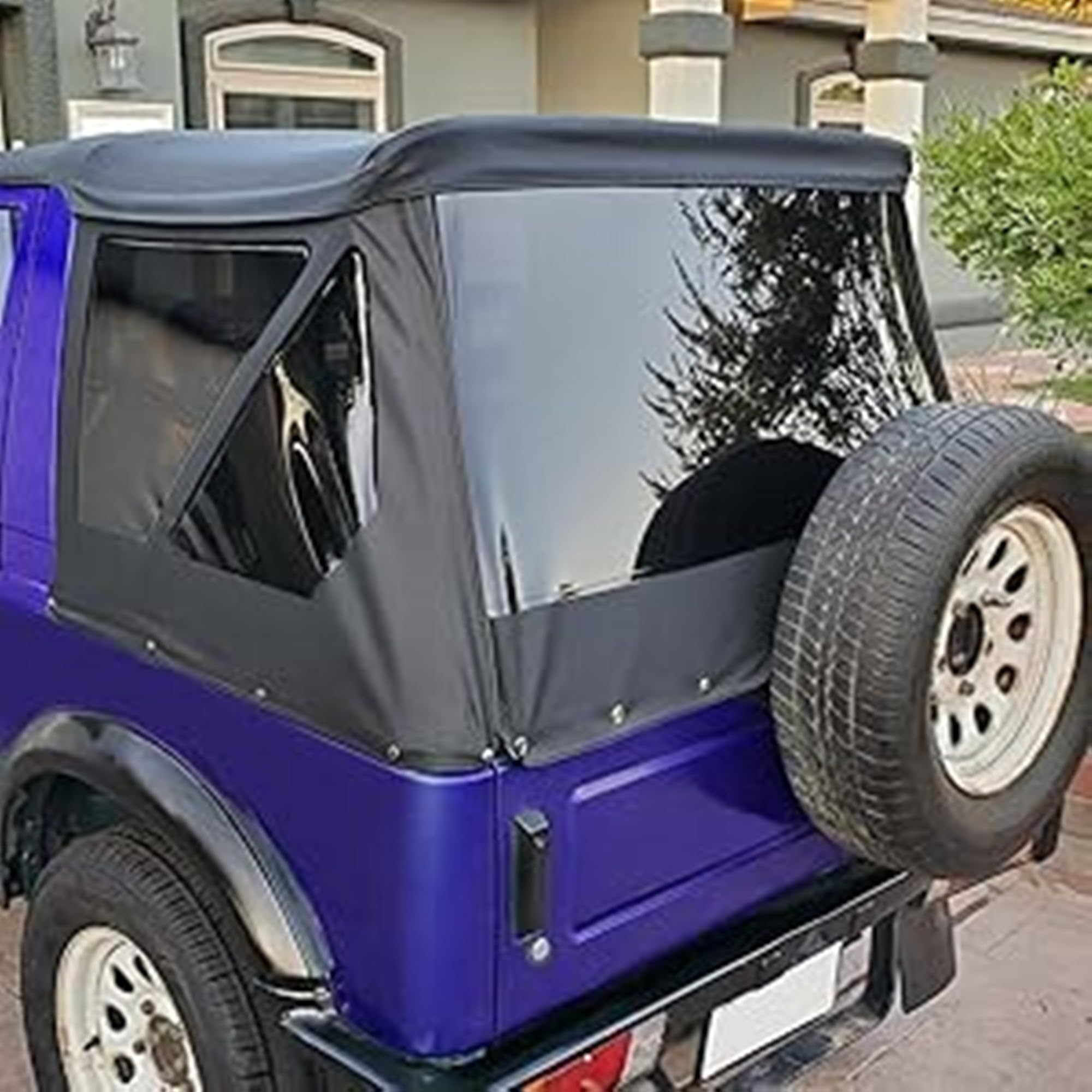 HECASA Black Sailcloth Soft Top for 1986-1994 Suzuki Samurai | Tinted Zip-Out Windows | Durable Replacement Jeep Top for Off-Roading & Outdoor Adventures