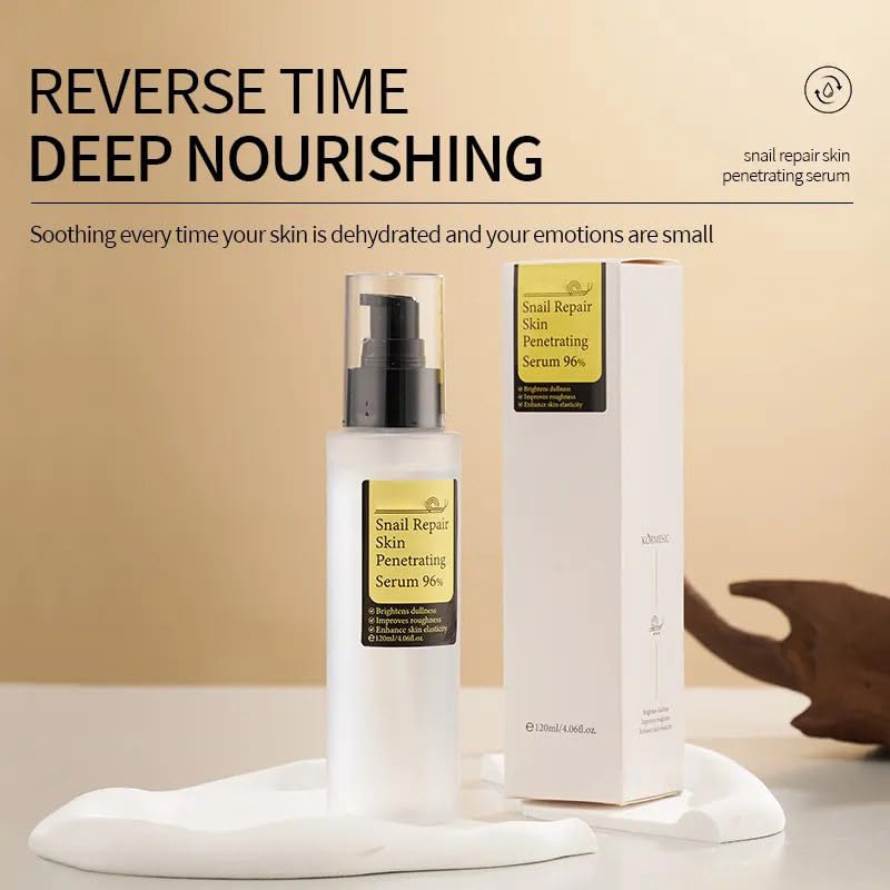 96% Snail Mucin Face Serum for Anti-Aging, Whitening & Skin Repair | Hydrating Facial Essence for Smooth, Radiant Skin | Daily Skincare Routine for Dry & Sensitive Skin