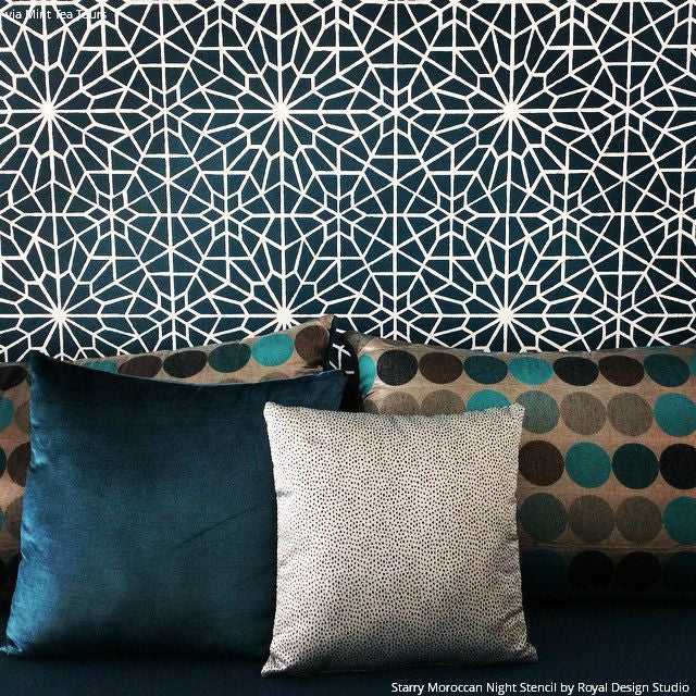 Starry Moroccan Night Stencil - DIY Wall Art Stencil for Home Decor, Ceiling & Furniture Painting - Perfect for Bedroom, Nursery, and Boho Style Interior Design