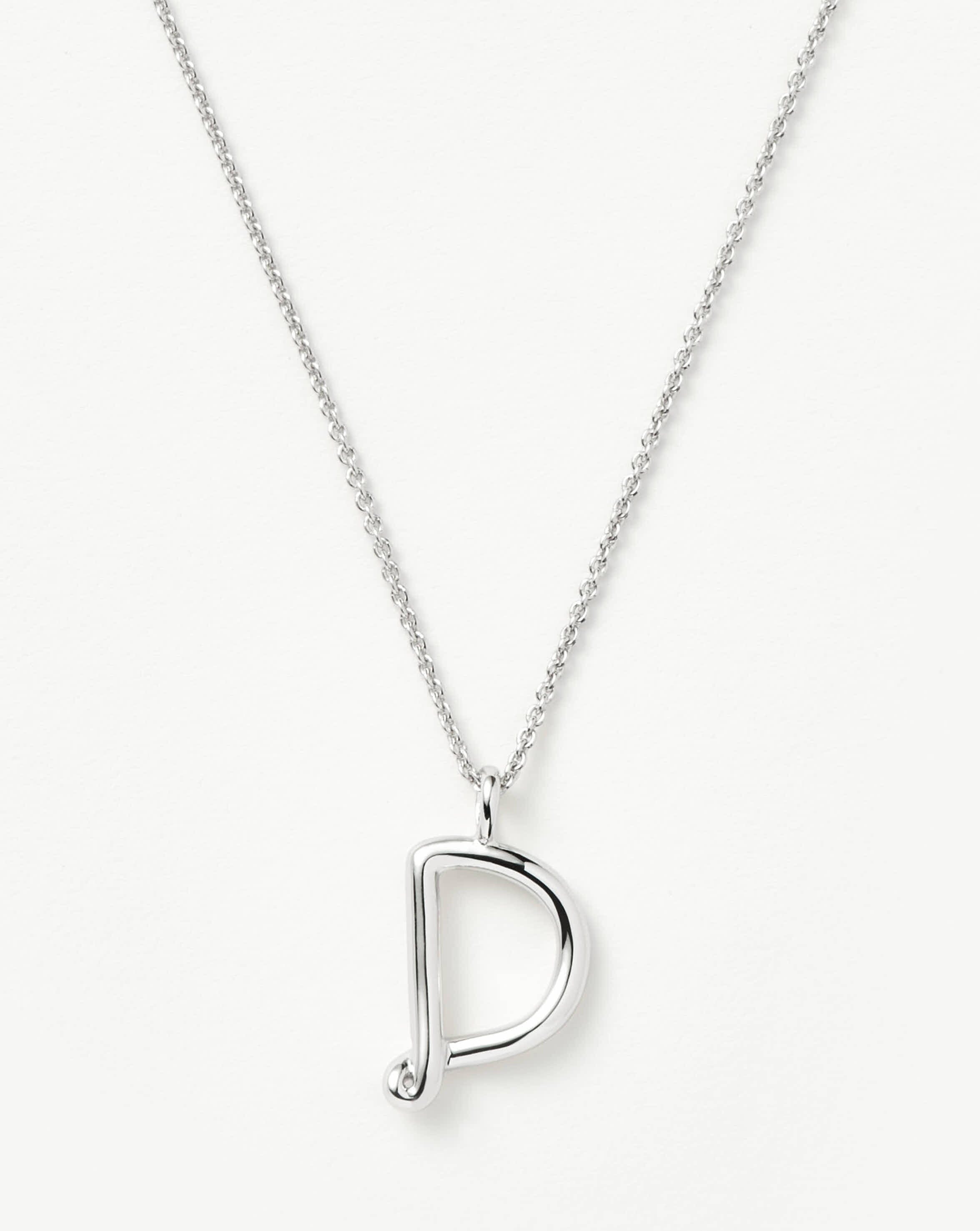 Curly Molten Initial Pendant Necklace - Personalized Sterling Silver Jewelry for Women | Gift for Her, Birthday, Anniversary, Valentine's Day