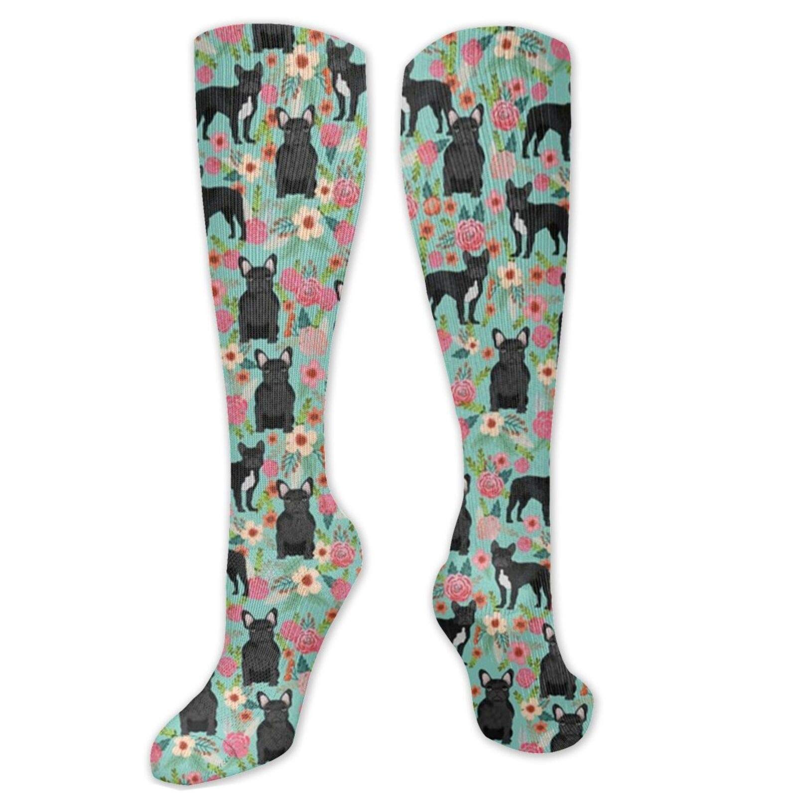 French Bulldog Floral Compression Socks 10-20mmHg for Travel & Work