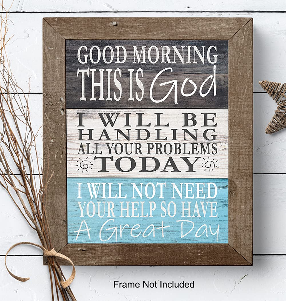 Religious Wall Decor - Christian Gifts for Women & Men - Catholic Home Decor - Inspirational Bible Quotes Sign - Faith-Based Wall Art in Light Blue | Perfect for Church, Bedroom & Spiritual Spaces