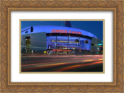 Staples Center 24x20 Gold Ornate Framed Art Print - 2X Matted Stadium Series Wall Decor for Sports Fans & Home Office