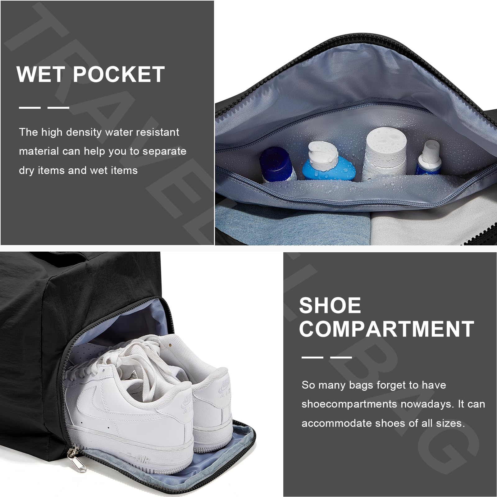 Small Gym Bag with Shoe Compartment - Waterproof Workout Duffle Bag for Women, Lightweight Travel & Sports Tote for Yoga, Dance, Swimming & Overnight Trips - Perfect for Gym, Travel & Fitness Activities