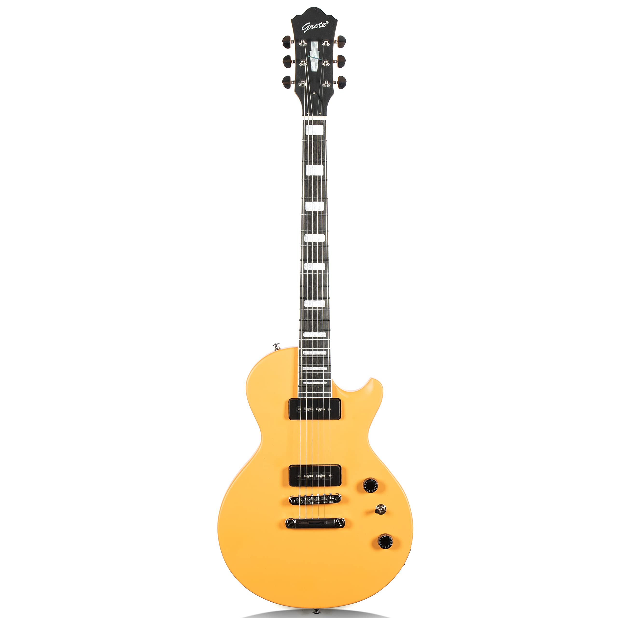 Grote LPS-023 Matte Finish Electric Guitar with P-90 Pickups - LP Style Mahogany Solid Body Guitar in Orange | Perfect for Rock, Blues & Studio Recording