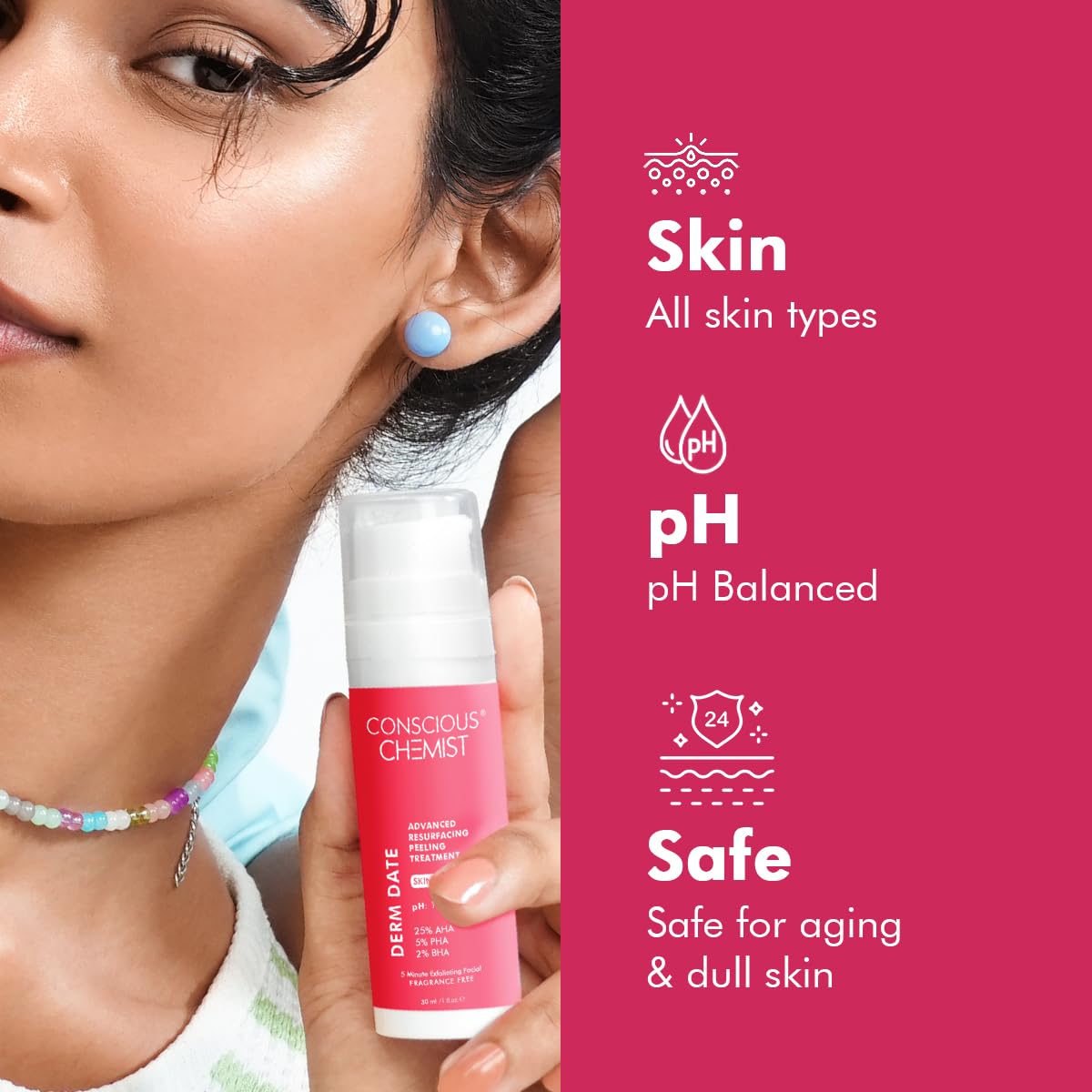 Conscious Chemist® 25% AHA, 2% BHA, 5% PHA Exfoliating Peel Solution - 30ml Anti-Aging Face Serum for Men & Women | Dermatologist Approved for Skin Resurfacing & Brightening | Perfect for Nighttime Skincare Routine & Acne Treatment