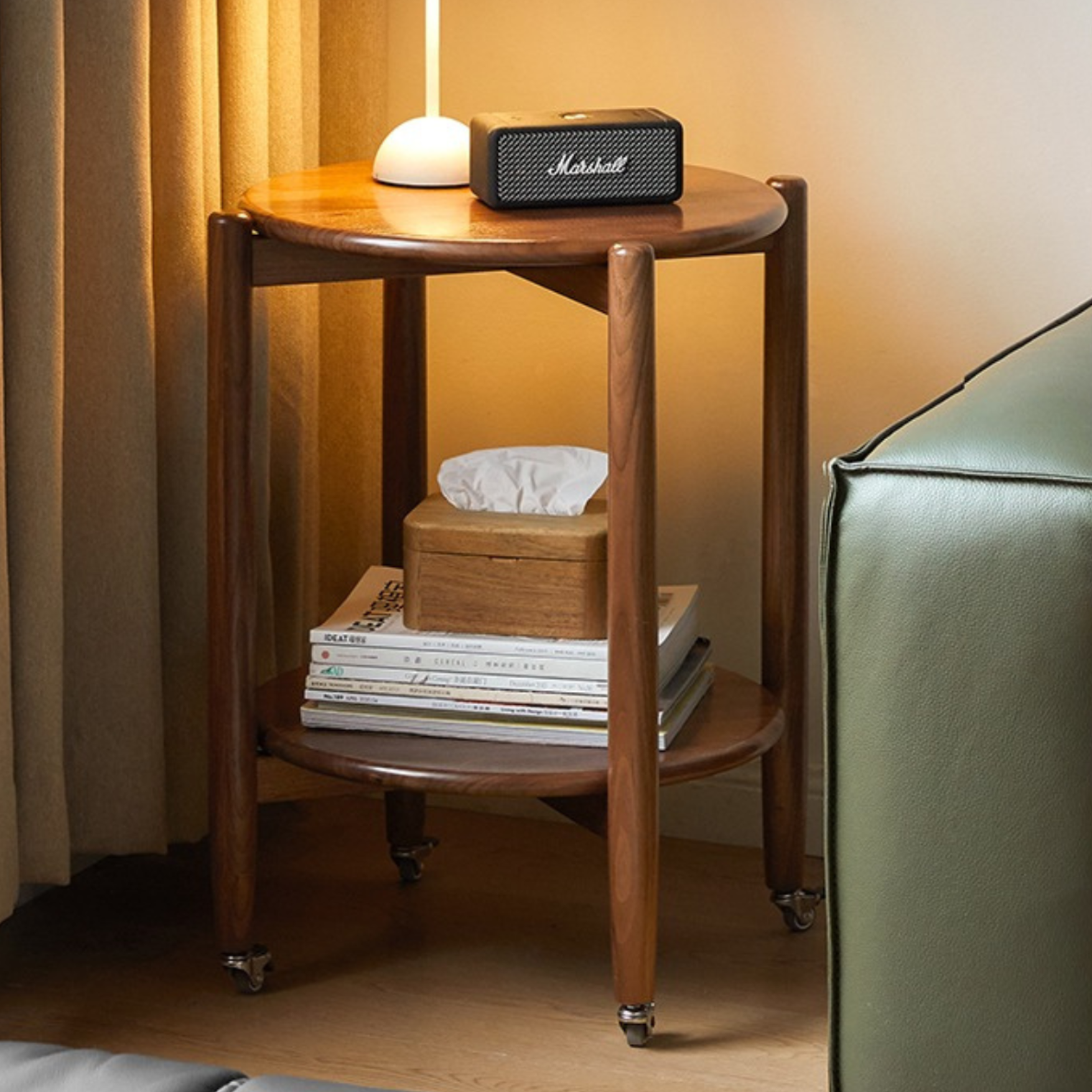 Black Walnut Solid Wood Round Side Table - Natural Wood End Table for Living Room, Bedroom, or Office - Perfect for Coffee, Books, and Decor