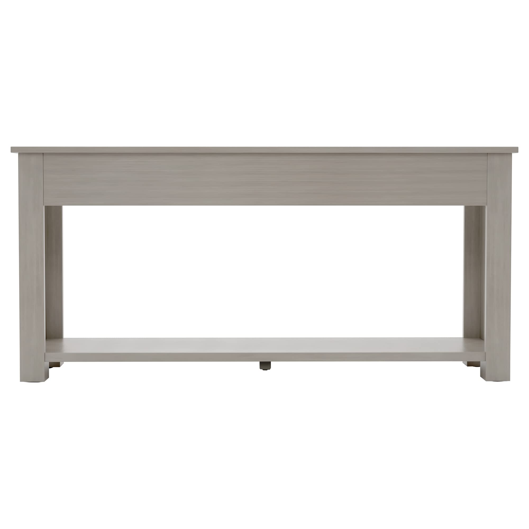 Farmhouse Entryway Table with 4 Drawers & Storage Shelf - 63 Inch Long Console Table for Living Room, Hallway & Entryway - Gray Wash Distressed Finish - Perfect for Organizing Keys, Mail & Home Decor