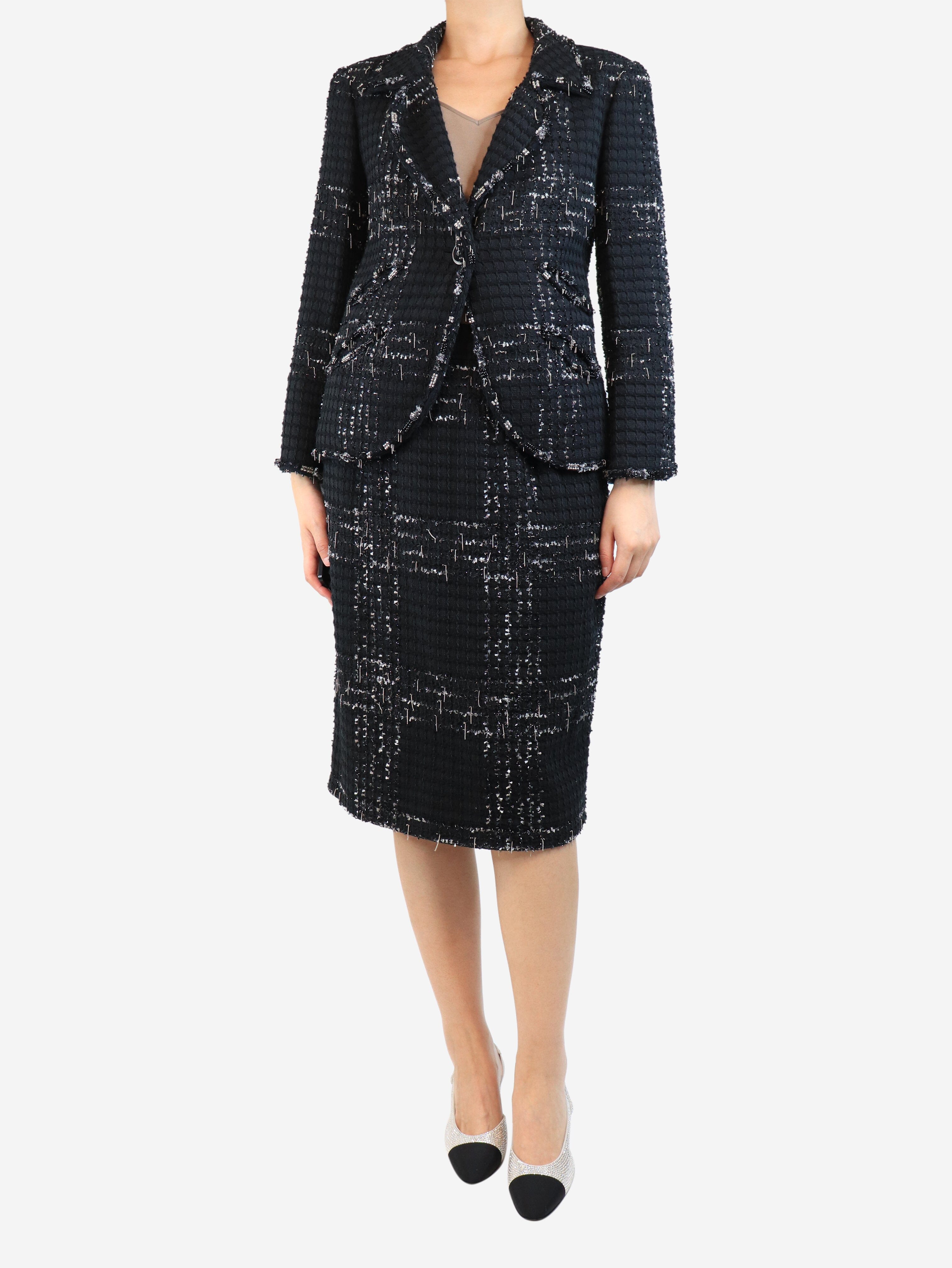 Elegant Black Sparkly Tweed Two Piece Set for Women | Stylish Matching Outfit | Perfect for Parties, Dates & Special Occasions