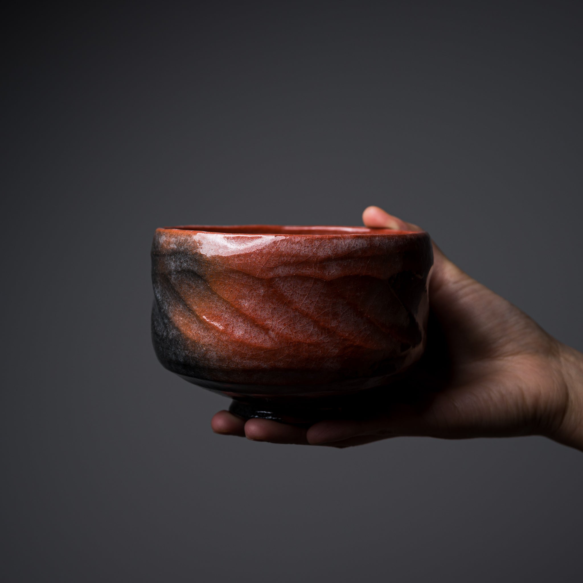 Handmade Kyoto Kiyomizu Ware Matcha Bowl - Raku Sogi Red Ceramic Tea Cup for Japanese Tea Ceremony, Zen Meditation & Home Decor
