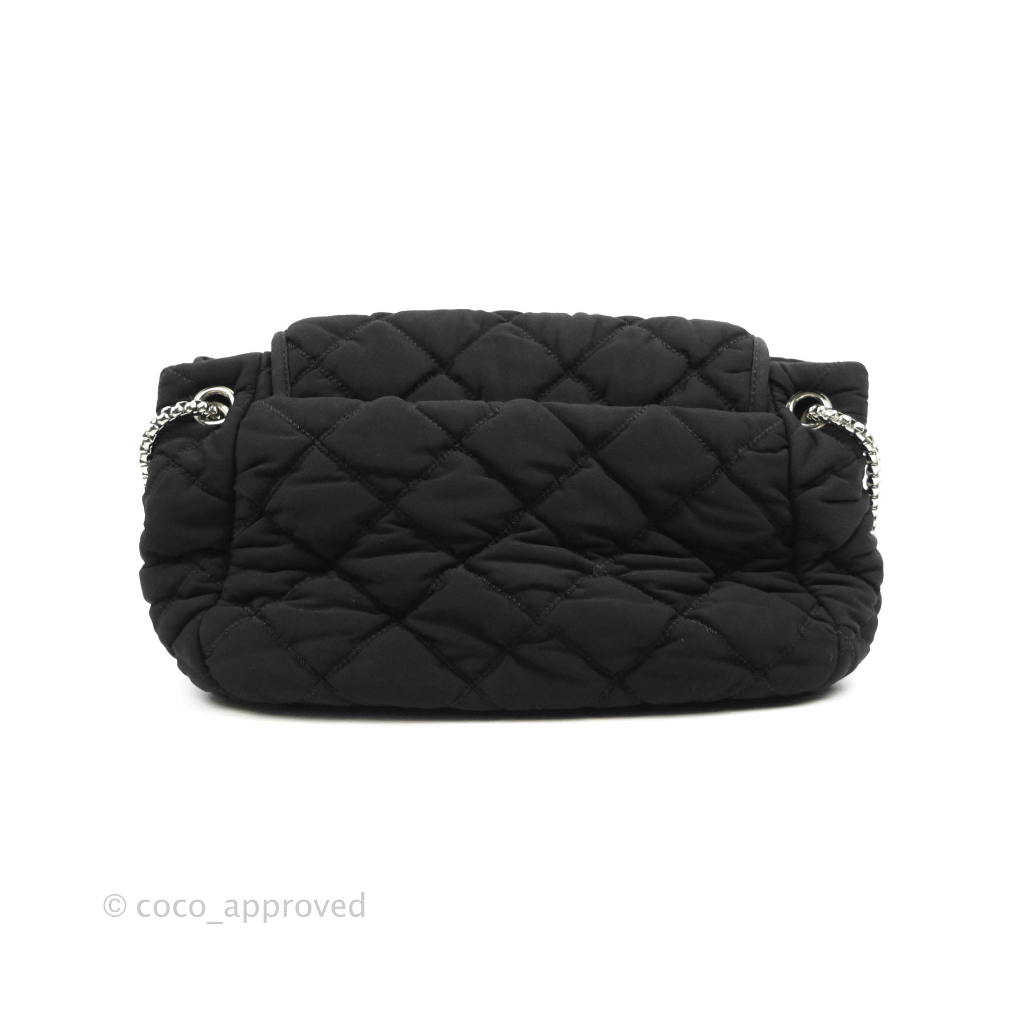 Chanel Black Jersey Bubble Quilted Accordion Flap Bag with Silver Hardware - Luxury Crossbody Bag for Women, Perfect for Evening Parties & Date Nights
