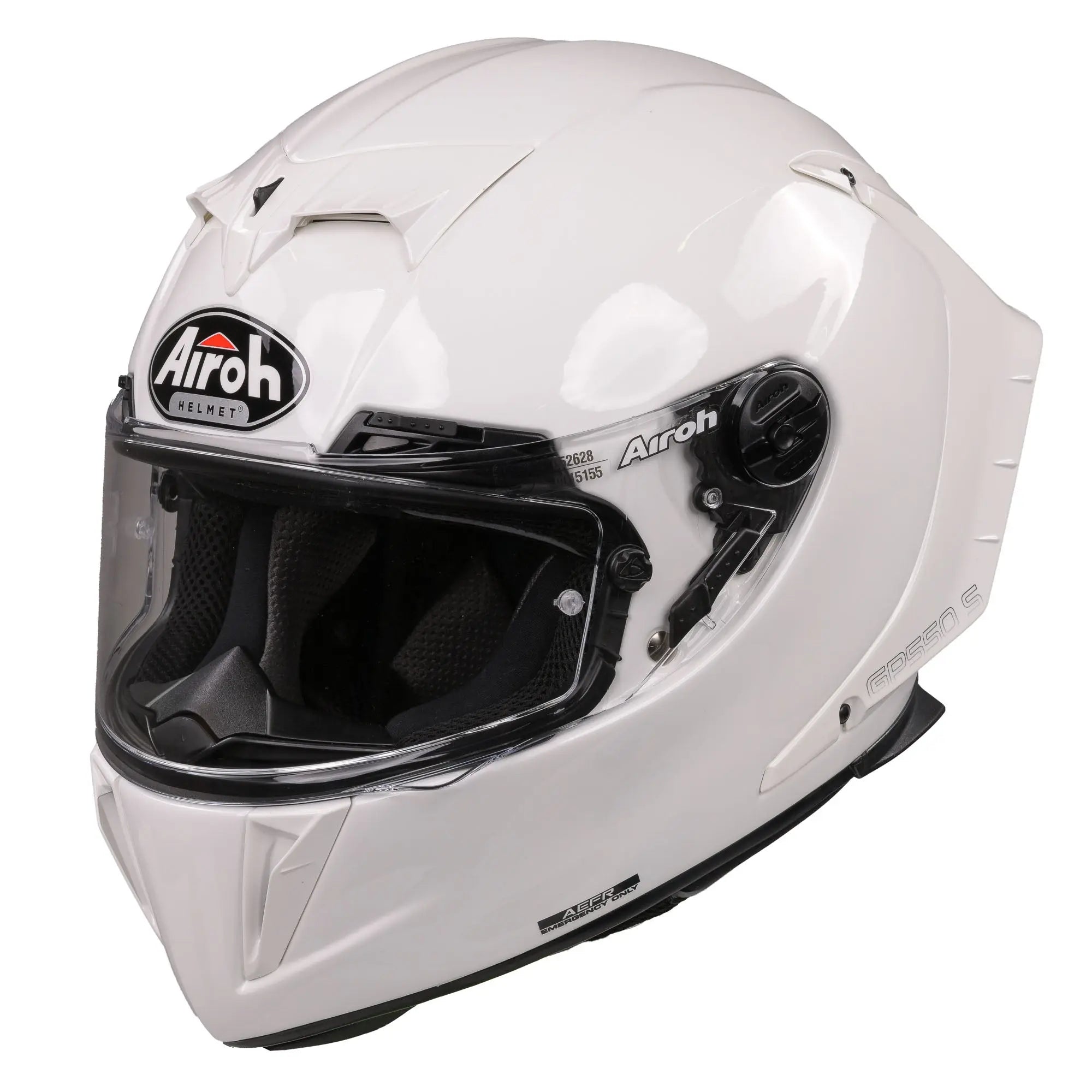 Airoh GP 550 S Gloss White Motorcycle Helmet - DOT & ECE Certified for Street & Racing - Lightweight & Ventilated for Comfort - Perfect for Sport Bikes & Cruisers