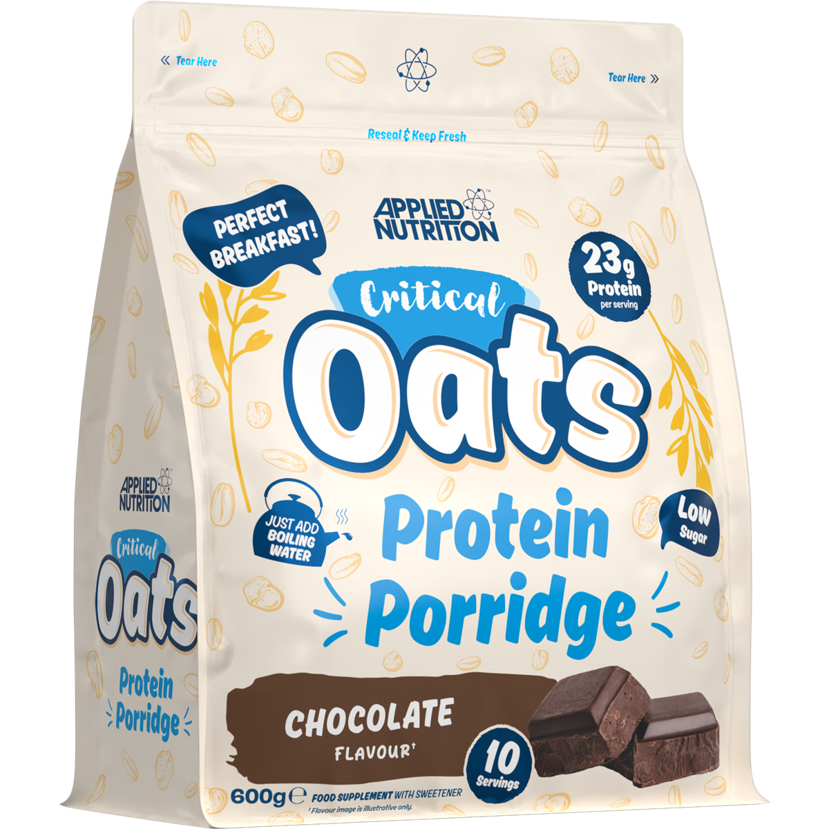 Applied Nutrition Critical Oats Protein Porridge 600g (10 Servings) - High Protein Oatmeal for Muscle Recovery & Weight Management | Perfect for Post-Workout, Breakfast & Healthy Snacking