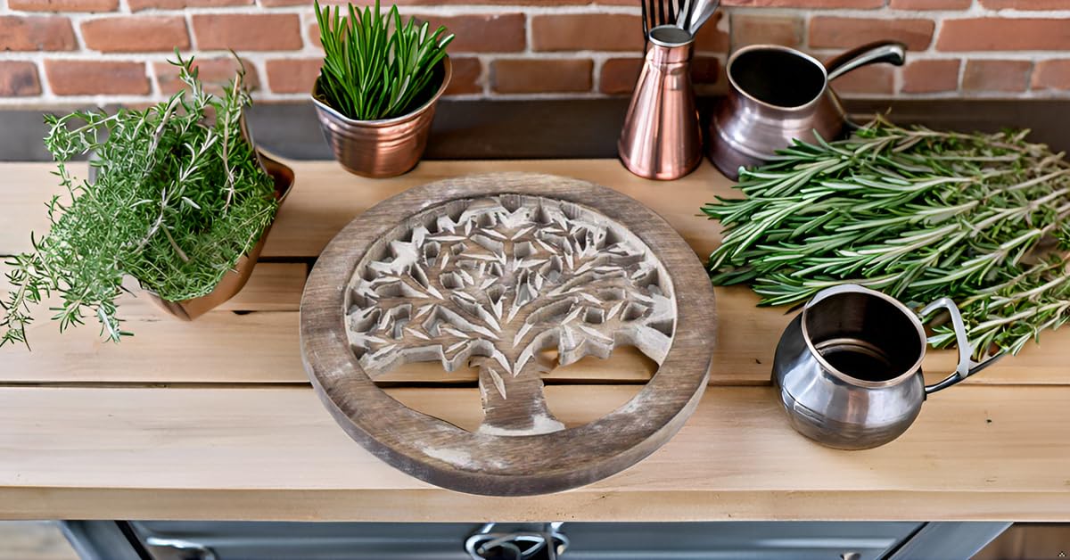 Handmade Wooden Trivet for Hot Dishes - Heat Resistant Kitchen & Dining Decor for Home Use