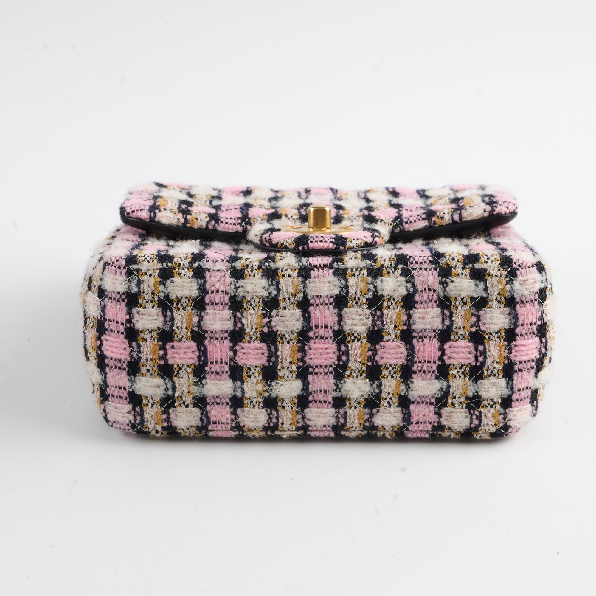 Chanel Mini Square Crush Tweed Pink Bag with Microchip - Luxury Crossbody Purse for Women, Perfect for Parties, Dating & Special Occasions