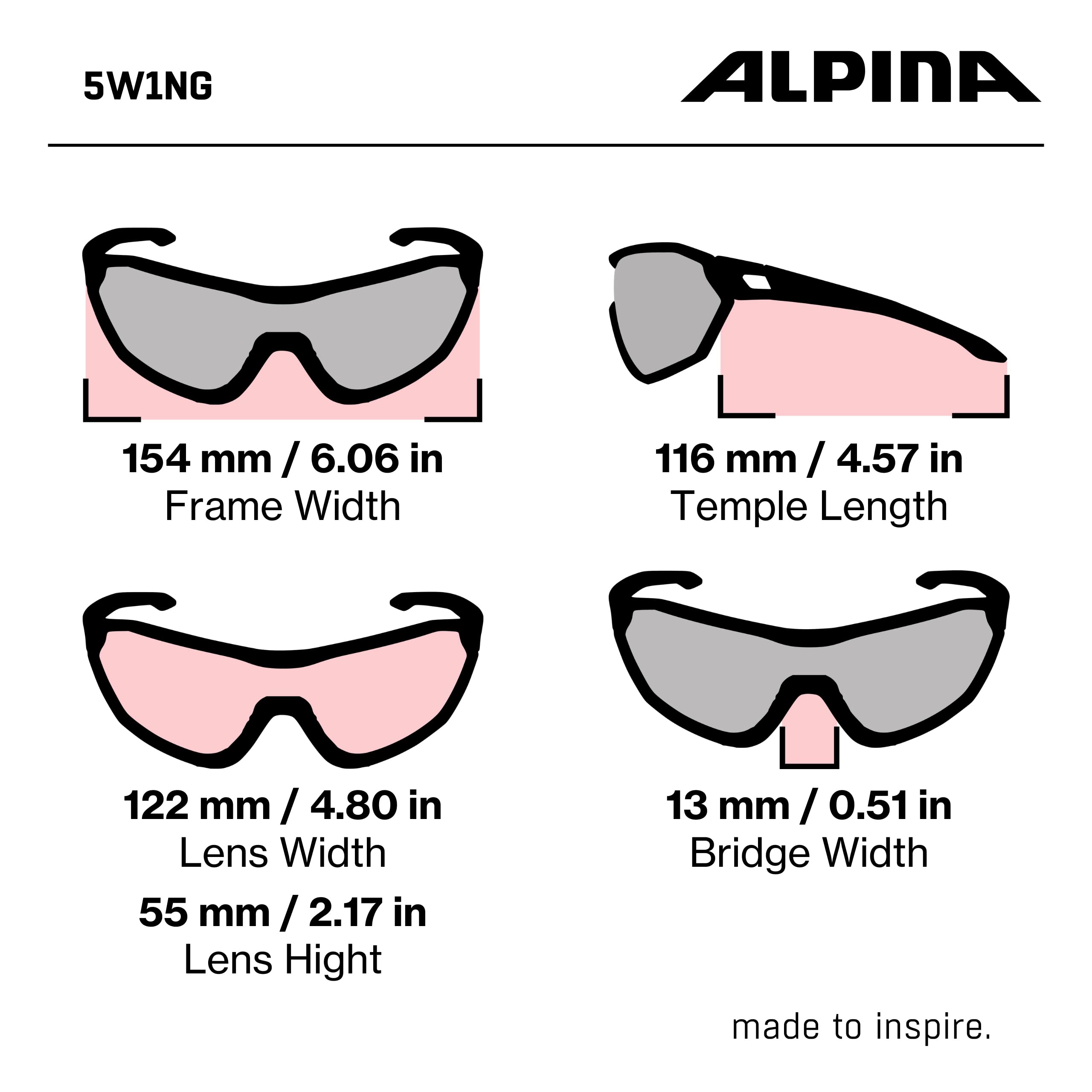 ALPINA 5W1NG Polarized Sports Sunglasses - Shatterproof Cycling Glasses with 100% UV Protection for Men & Women - Perfect for Running, Cycling, Hiking & Outdoor Activities