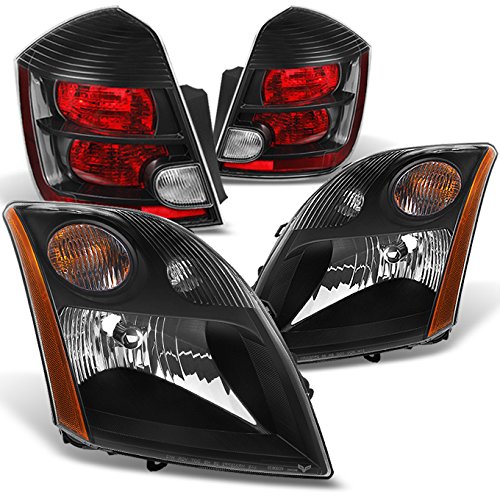 AKKON - Black Headlights & Tail Lights Replacement Set for 2007-2009 Nissan Sentra - Left & Right Pair - Enhance Night Visibility & Style (Perfect for Night Driving & Car Customization)