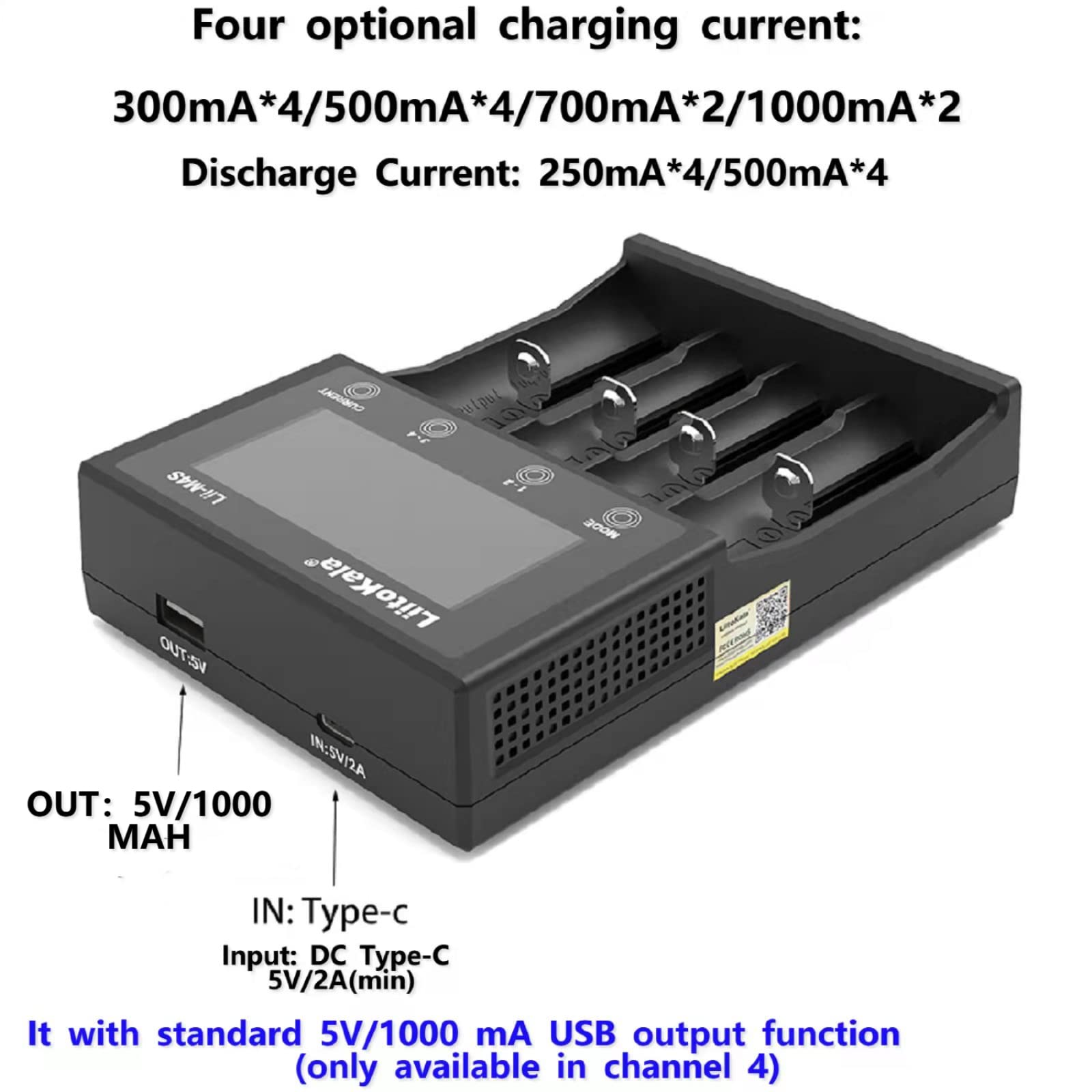 4-Bay 18650 Battery Charger with LCD Display - Universal Fast Charger for 3.7V 26650/20700/18650/18350 & 1.2V NiMH/Cd AA/AAA Batteries - Battery Capacity Tester & Touch Button - Perfect for Vaping, Flashlights, and Electronic Devices