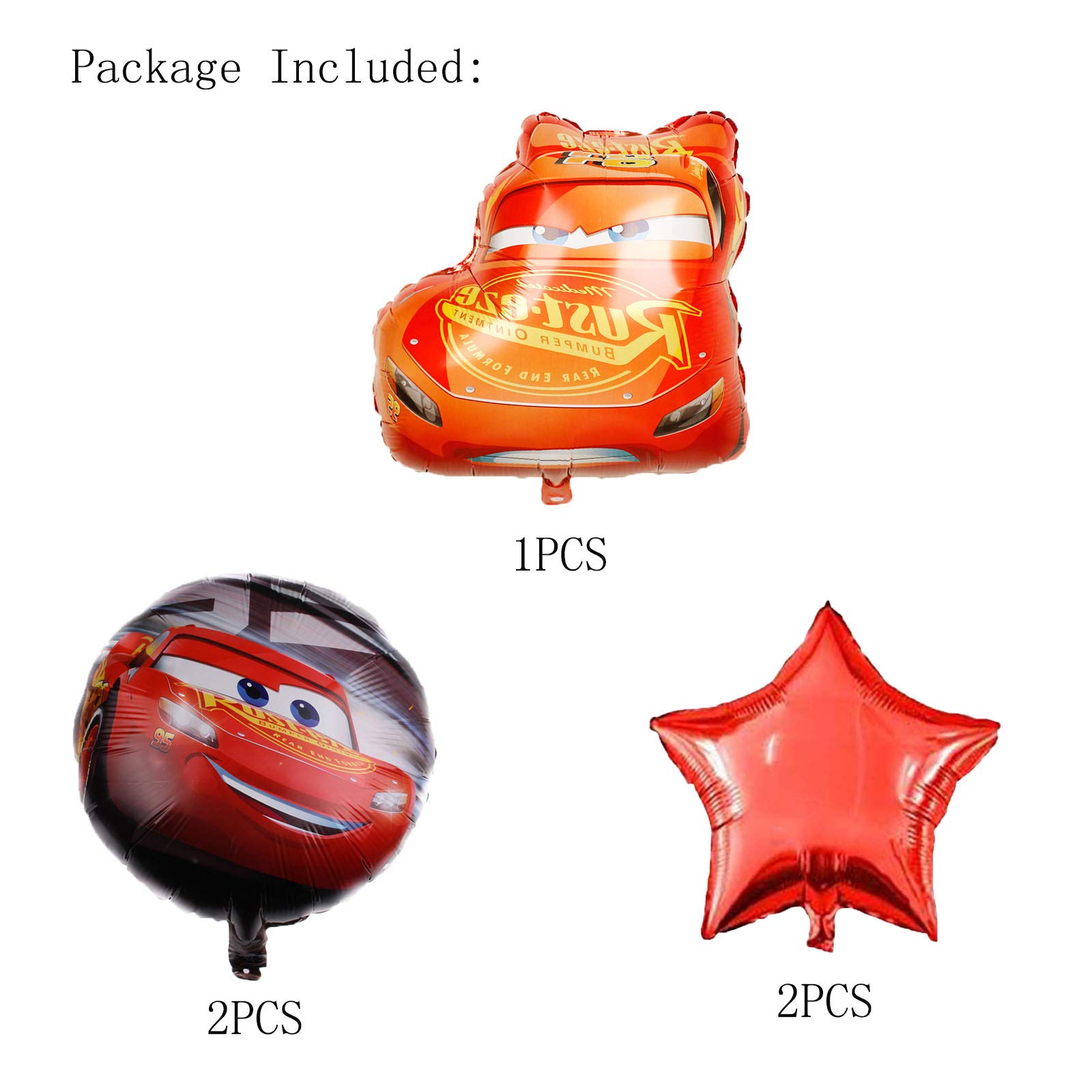 5PCS Cars Themed Foil Balloons - Perfect for Kids Birthday Parties, Baby Showers & Disney Cars Theme Decorations - Great for Indoor & Outdoor Celebrations