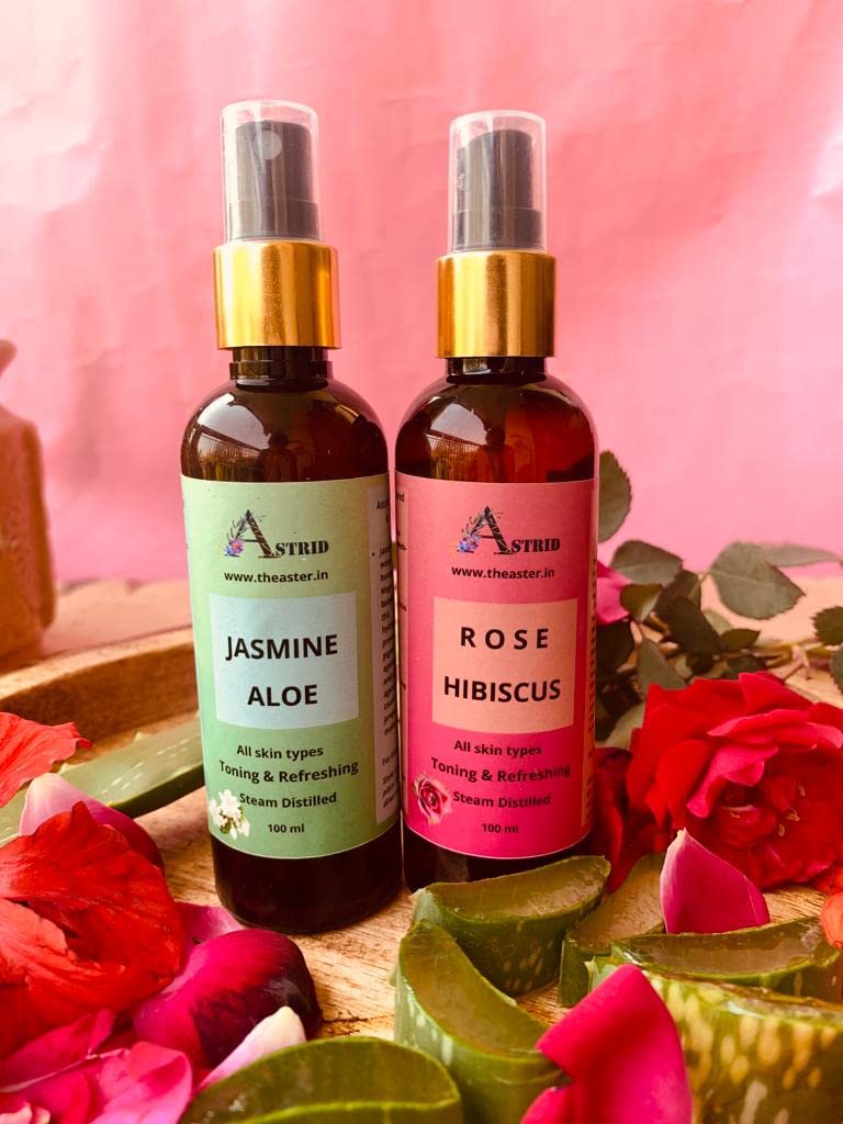 Astrid Jasmine & Aloe Vera Hydrating Facial Mist - Pure Floral Water Toner with Mogra & Aloe for Refreshing Skin Care | Paraben & Sulfate Free | Perfect for Daily Hydration, Post-Workout Refresh & Makeup Setting
