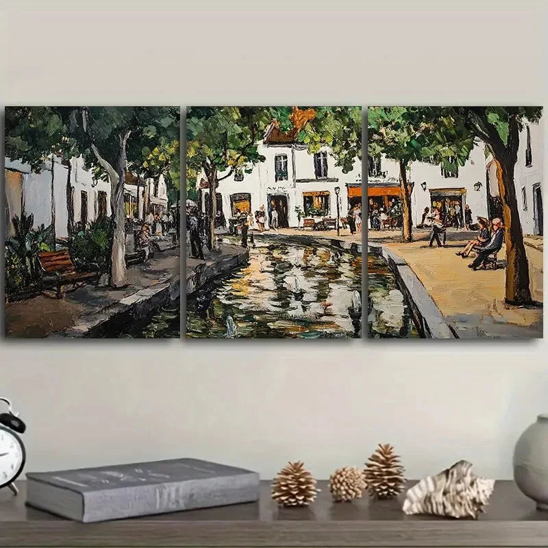 3-Piece Ancient City Canal Wall Art Set - Framed Canvas 40x60cm - High Quality Print - 100% Australian Made - Ready to Hang - Perfect for Living Room, Bedroom & Office Decor