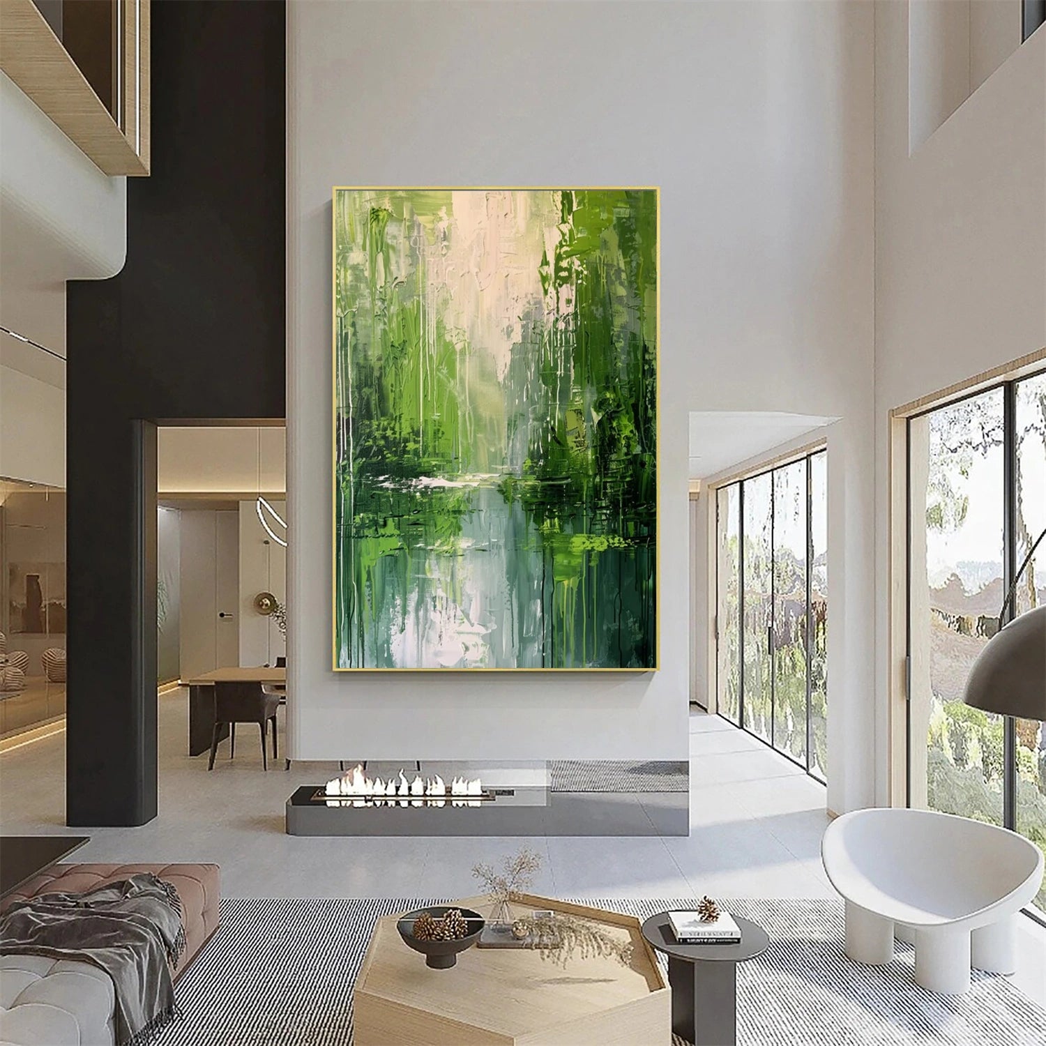 Blue & Green Abstract Wall Art Print #BG116 - Modern Canvas Painting for Living Room, Bedroom & Office Decor